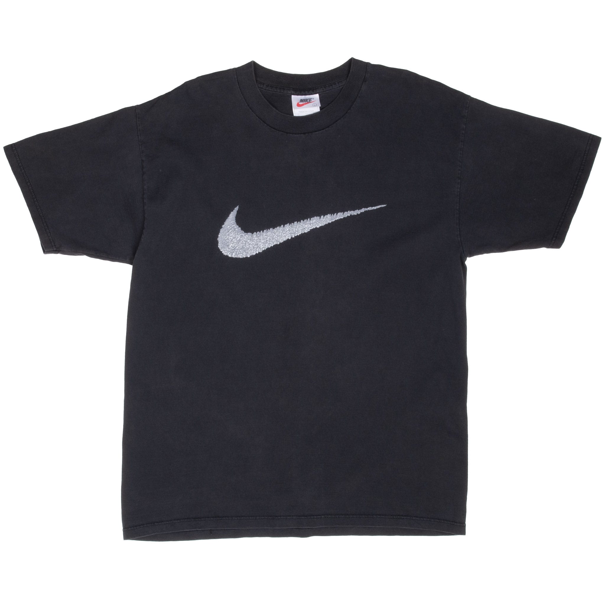 Vintage Nike Big Swoosh Black Tee Shirt 1990S Large Made In Usa