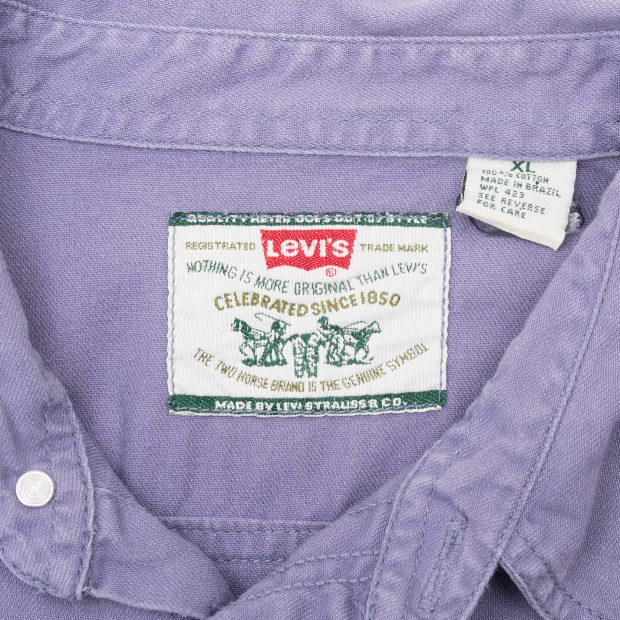 Vintage Levis Pocket Purple Denim Shirt 1990S Size XL