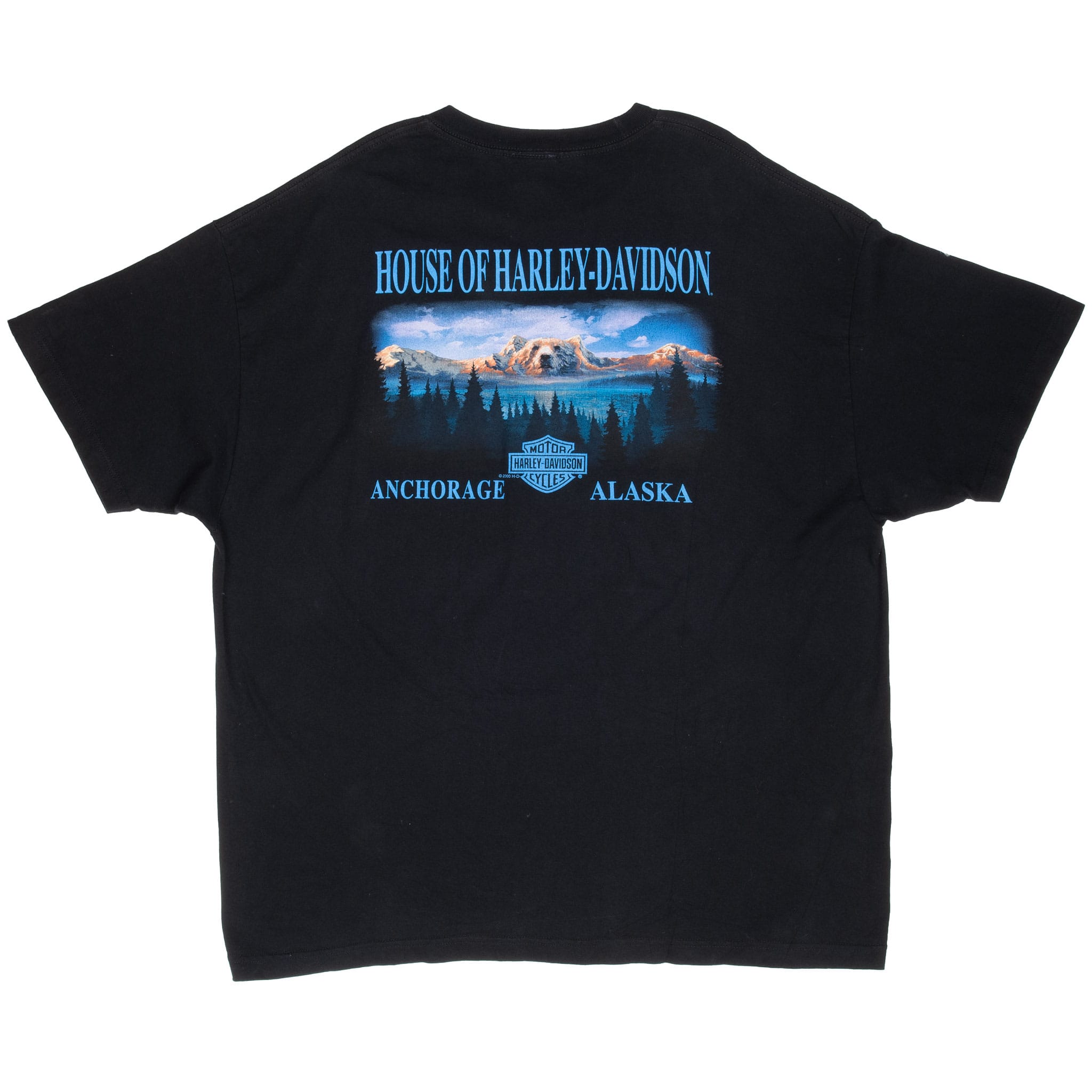 Vintage Harley Davidson Thunders Alaska All Over Print Tee Shirt 2000 Size 2XL
