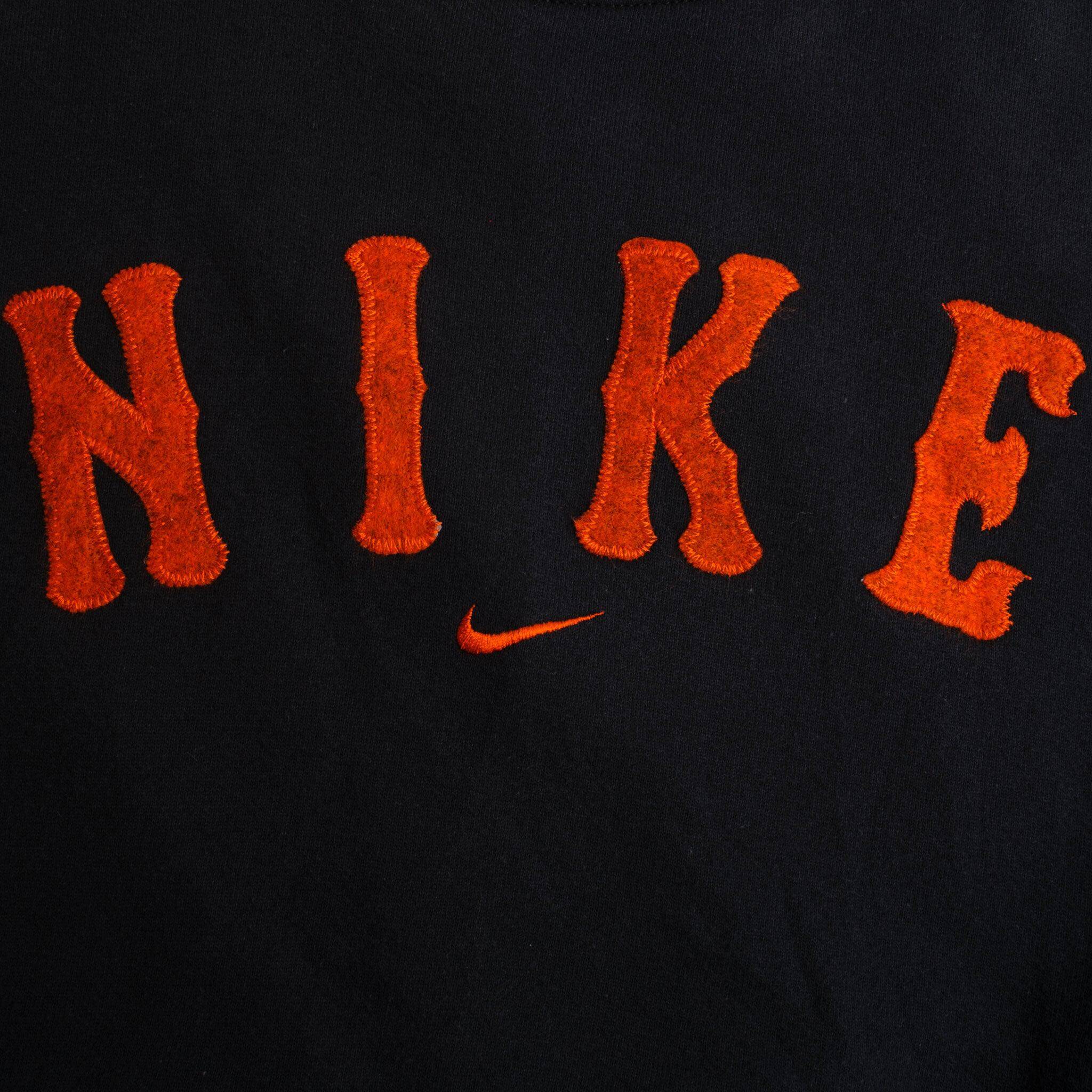 Vintage Black Nike Centered Swoosh Sweatshirt Late 90s Size 2Xlarge Made In USA.