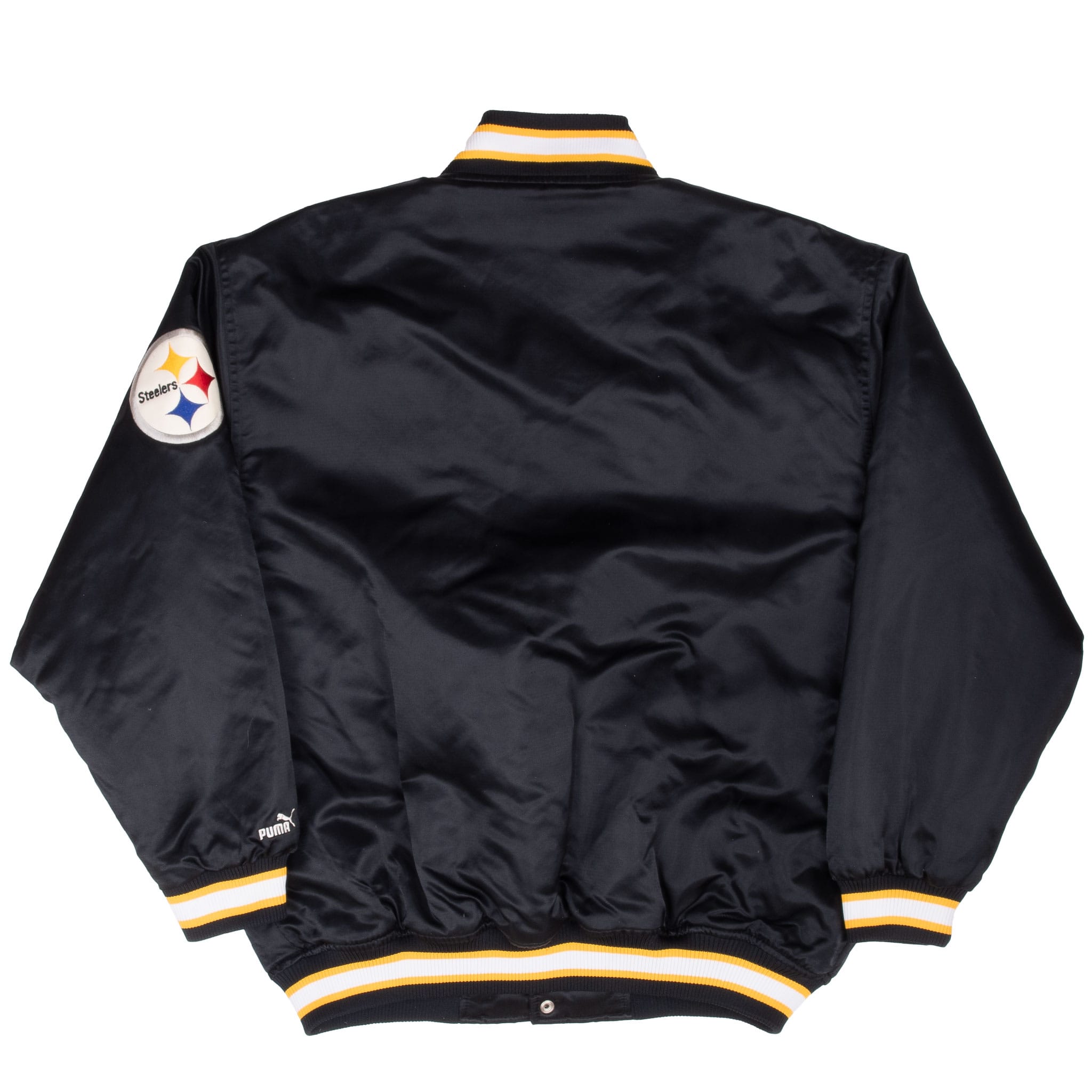 Vintage Nfl Pittsburg Steelers Puma Satin Bomber Jacket 1990S Size Medium