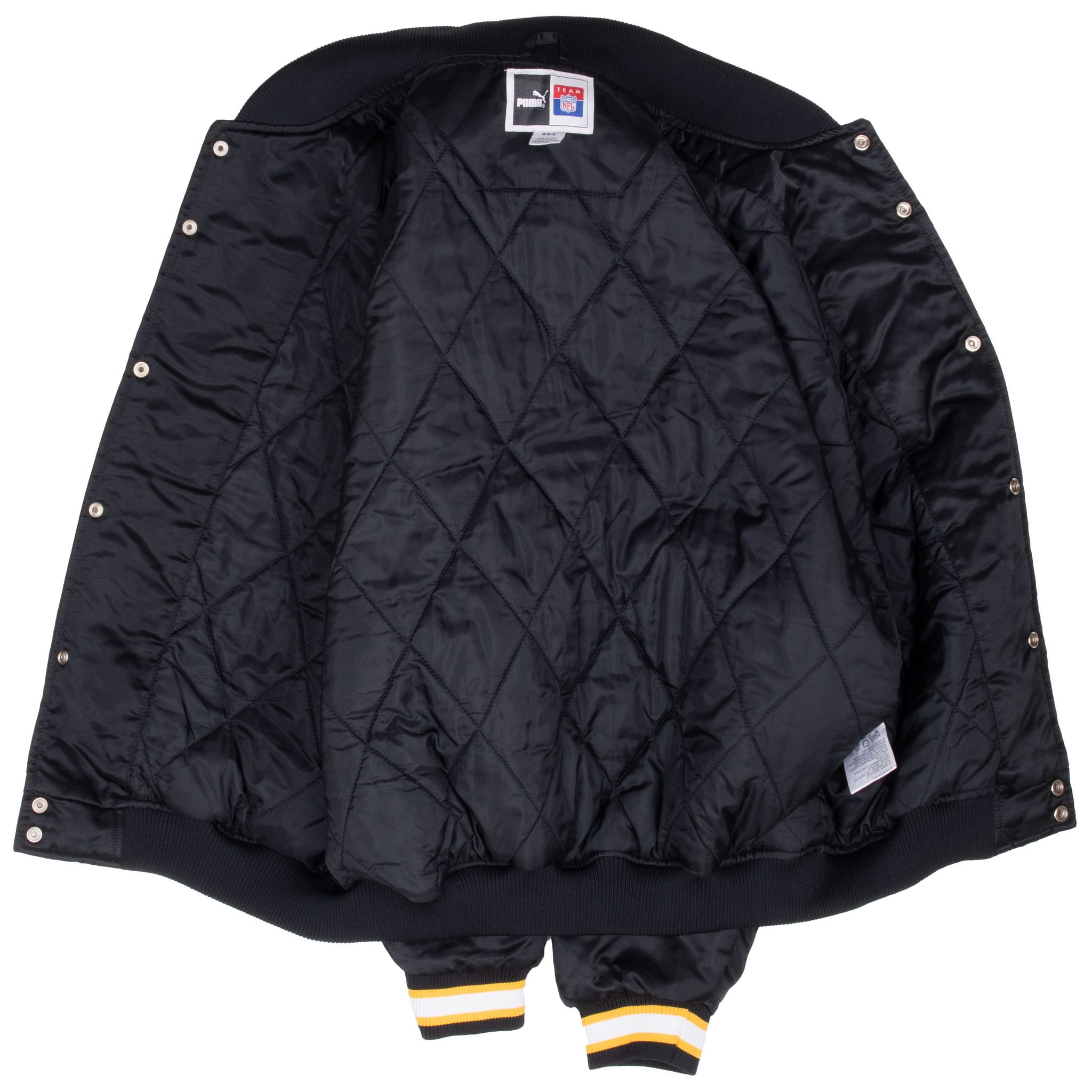 Vintage Nfl Pittsburg Steelers Puma Satin Bomber Jacket 1990S Size Medium