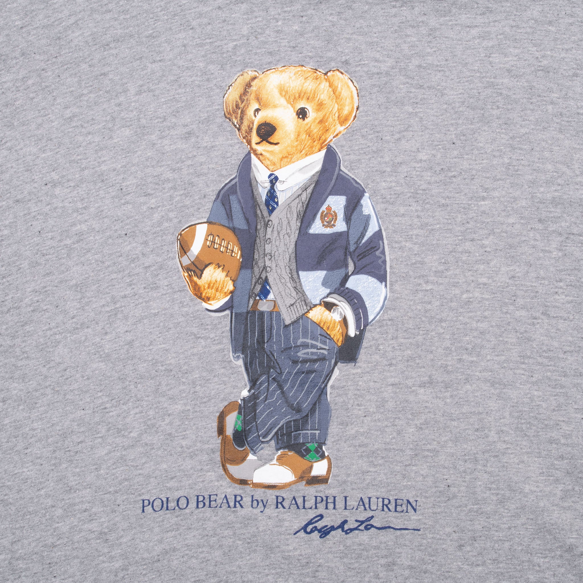 Polo Bear Jersey Ralph Lauren Hooded Long Sleeve Tee Shirt Size Medium