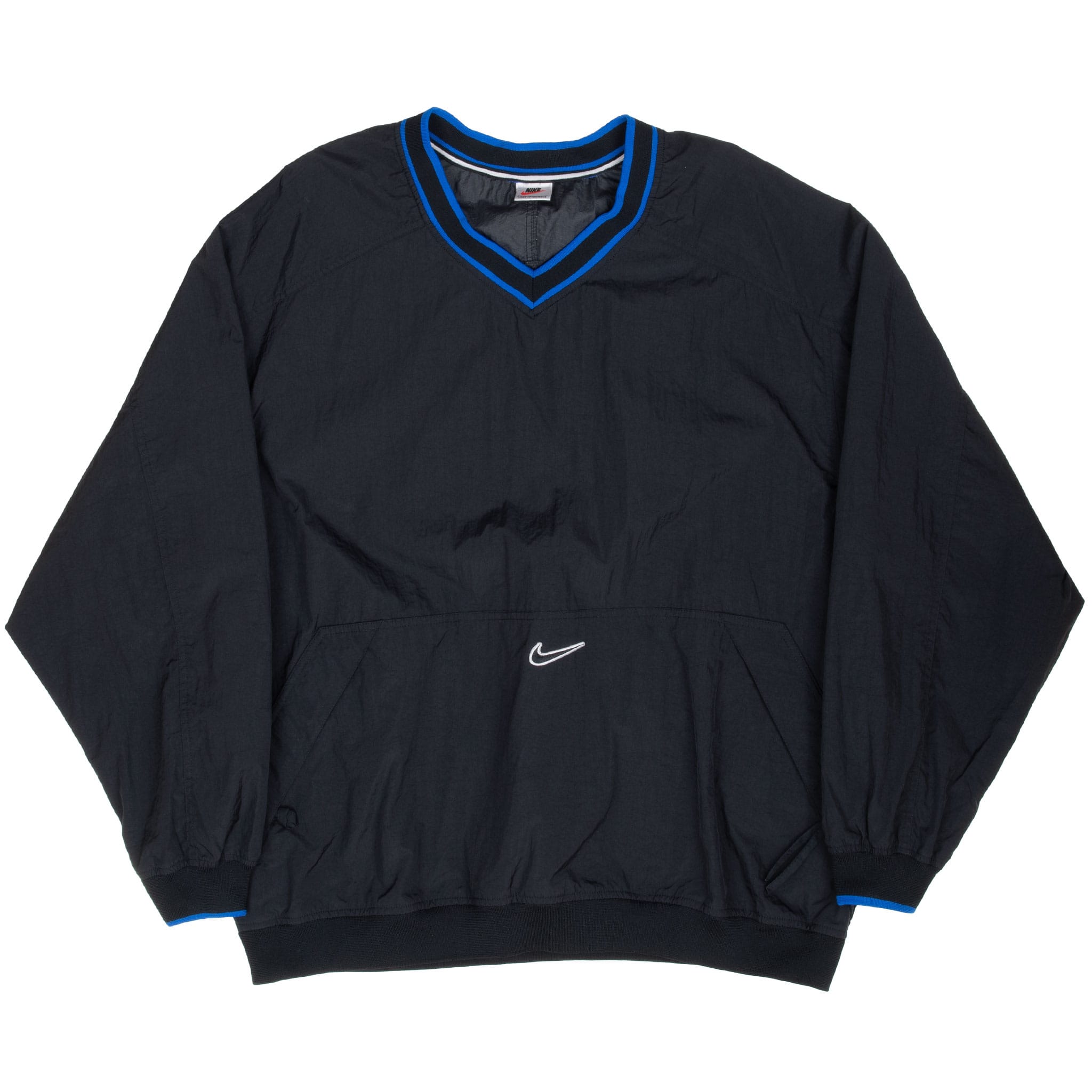 Vintage Nike Windbreaker Pullover Center Swoosh Black Jacket 1990S Size 2XL