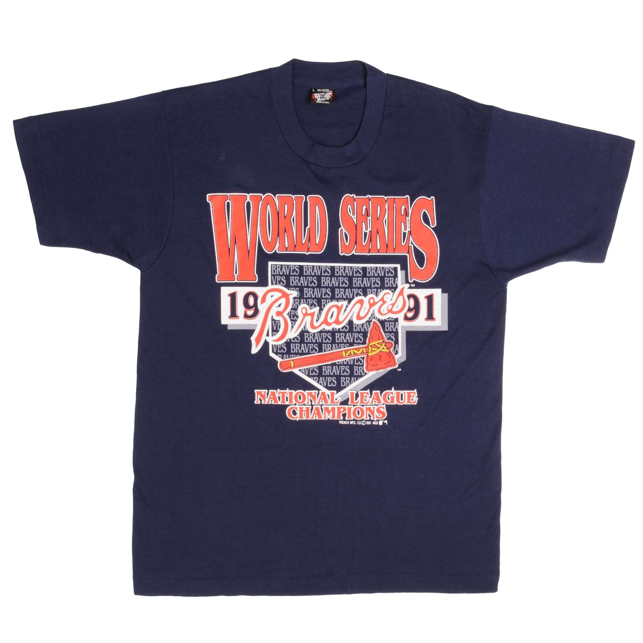 Vintage MLB Atlanta Braves 1991 Tee Shirt Size Medium With Single Stitch Sleeves