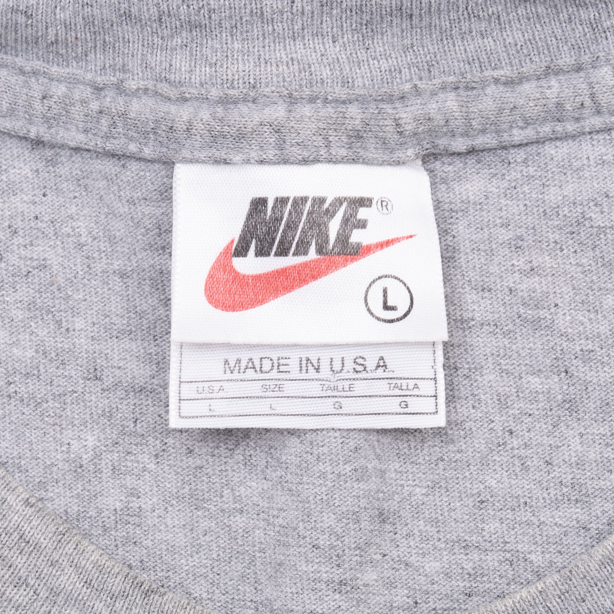 Vintage Nike Classic Swoosh Grey Tee Shirt 1990S Size Large Made In Usa