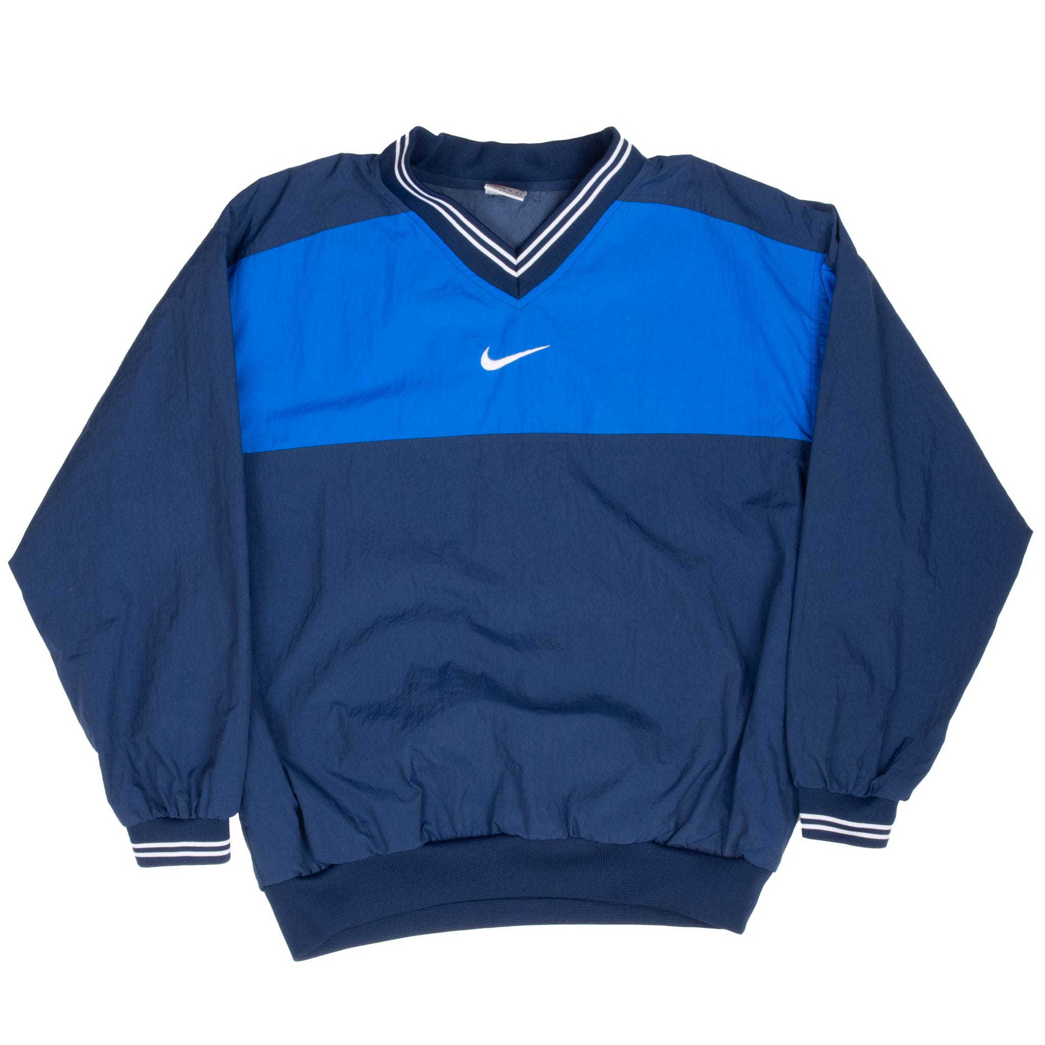 Vintage Nike Center Swoosh Blue Pullover Windbreaker Jacket 1990S Size Xl Women