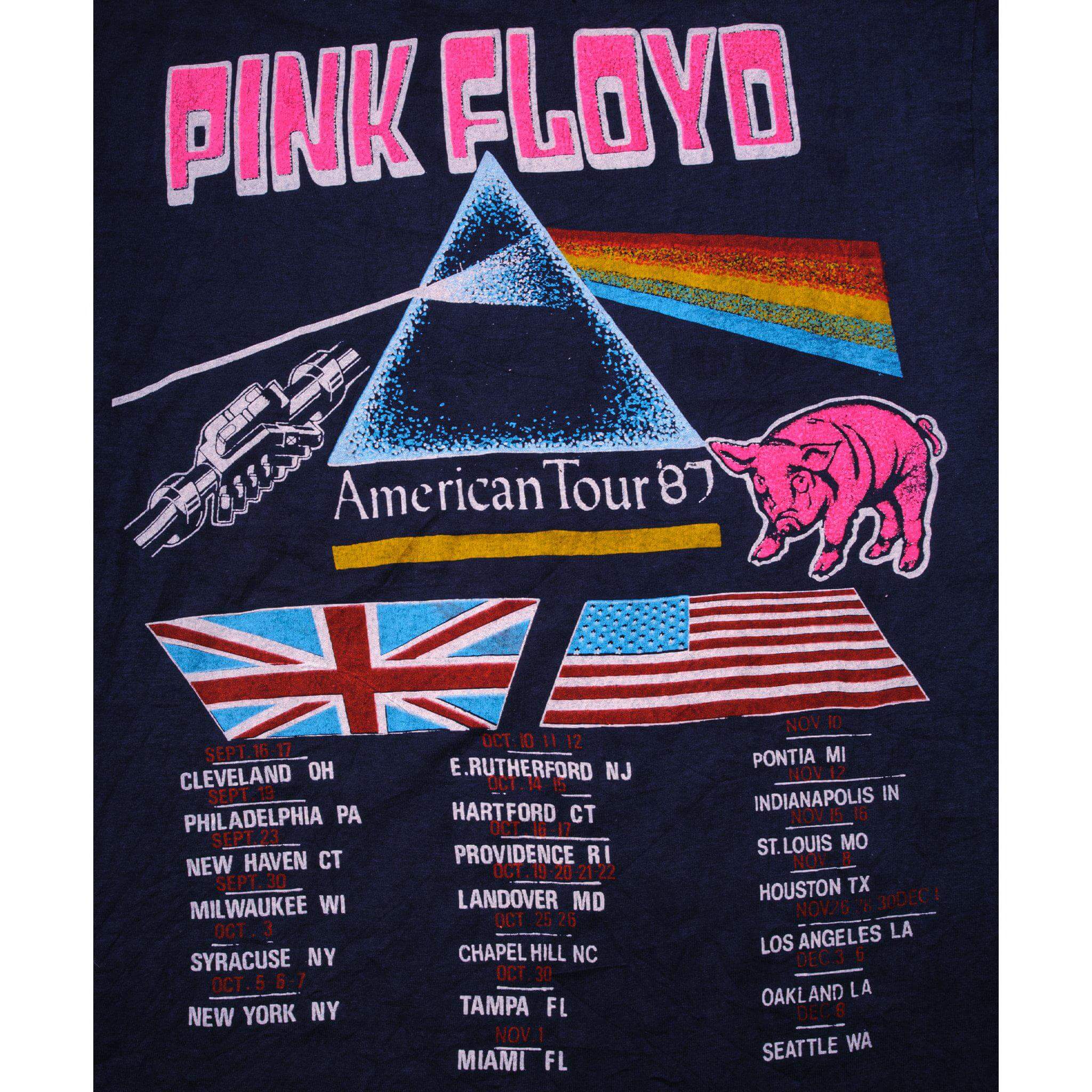 VINTAGE PINK FLOYD AMERICAN TOUR TEE SHIRT 1987 SIZE MEDIUM MADE IN USA