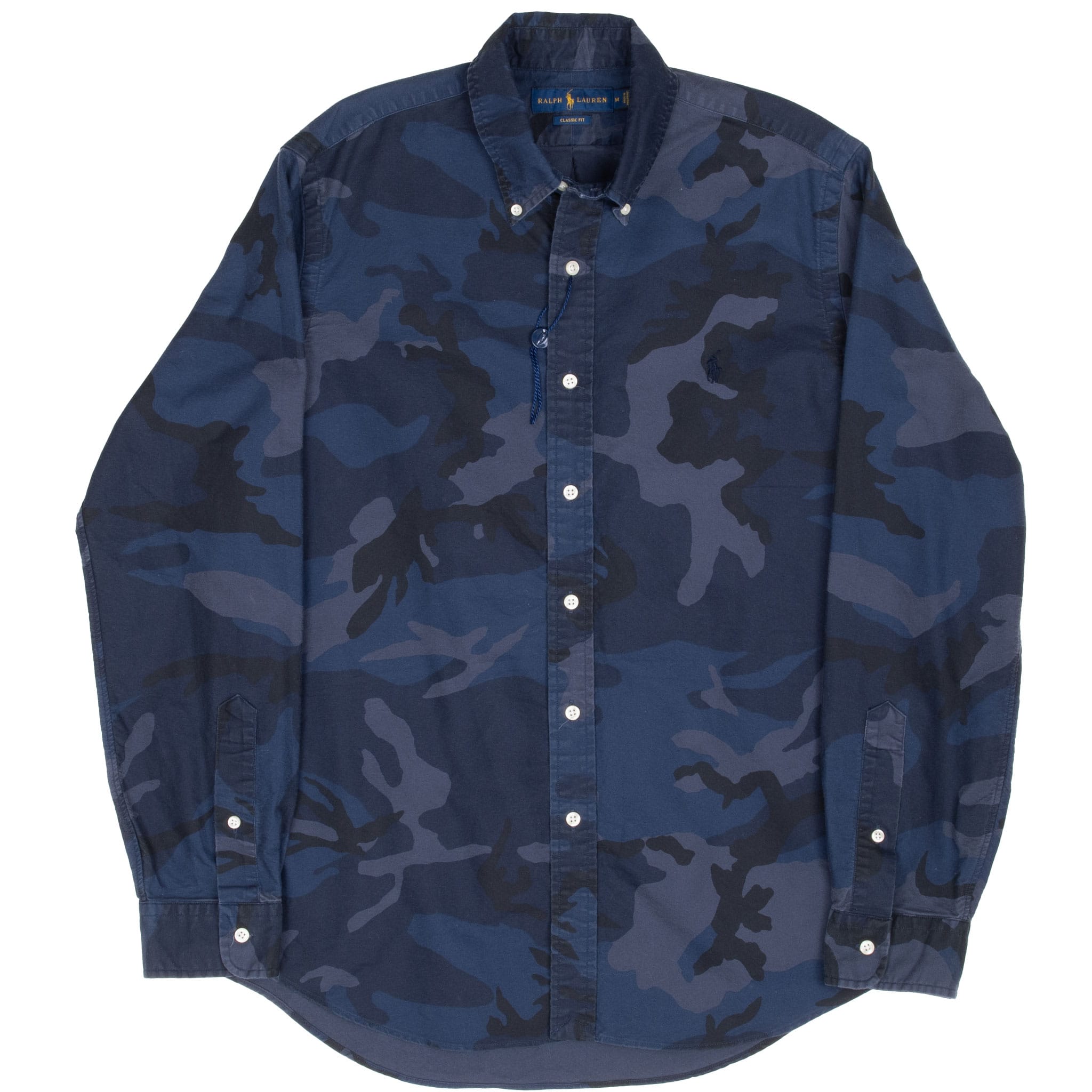 Vintage Ralph Lauren Blue Camo Shirt Size Medium