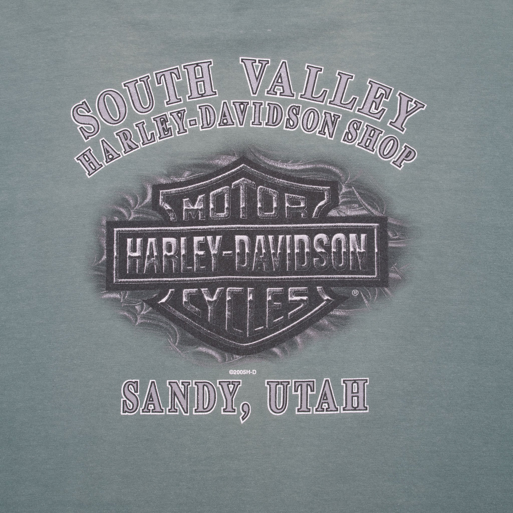 Vintage Harley Davidson Sandy Utah Sage Green Tee Shirt 2005 Size Large