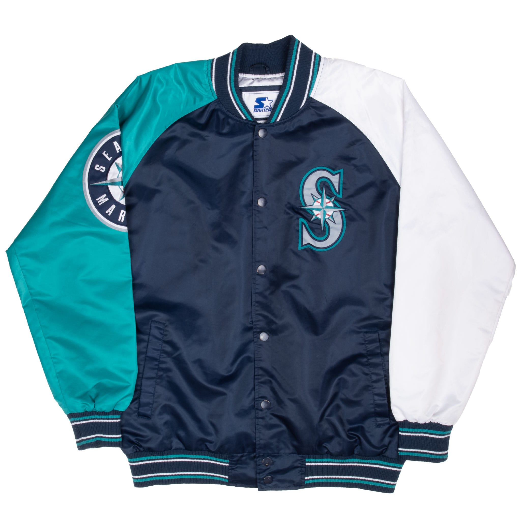 Vintage Mlb Seattle Mariners Starter Satin Bomber Jacket 1990S Size 2XL