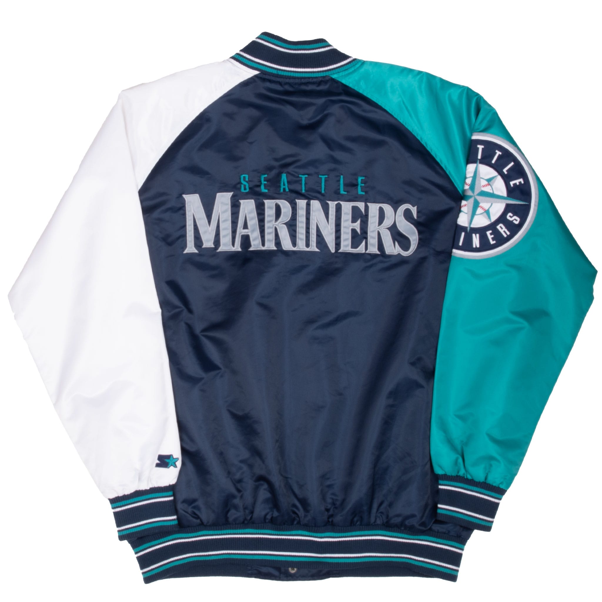 Vintage Mlb Seattle Mariners Starter Satin Bomber Jacket 1990S Size 2XL