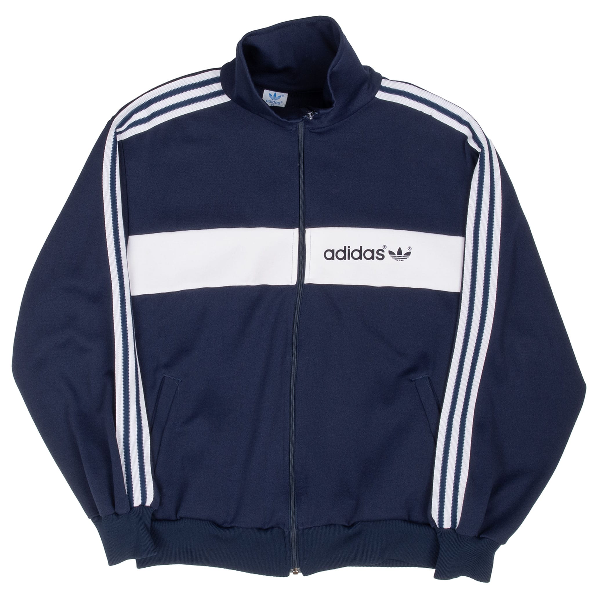 Vintage Adidas 3 Stripes Blue Tracksuit Jacket 1970S Size Xl Made In Usa
