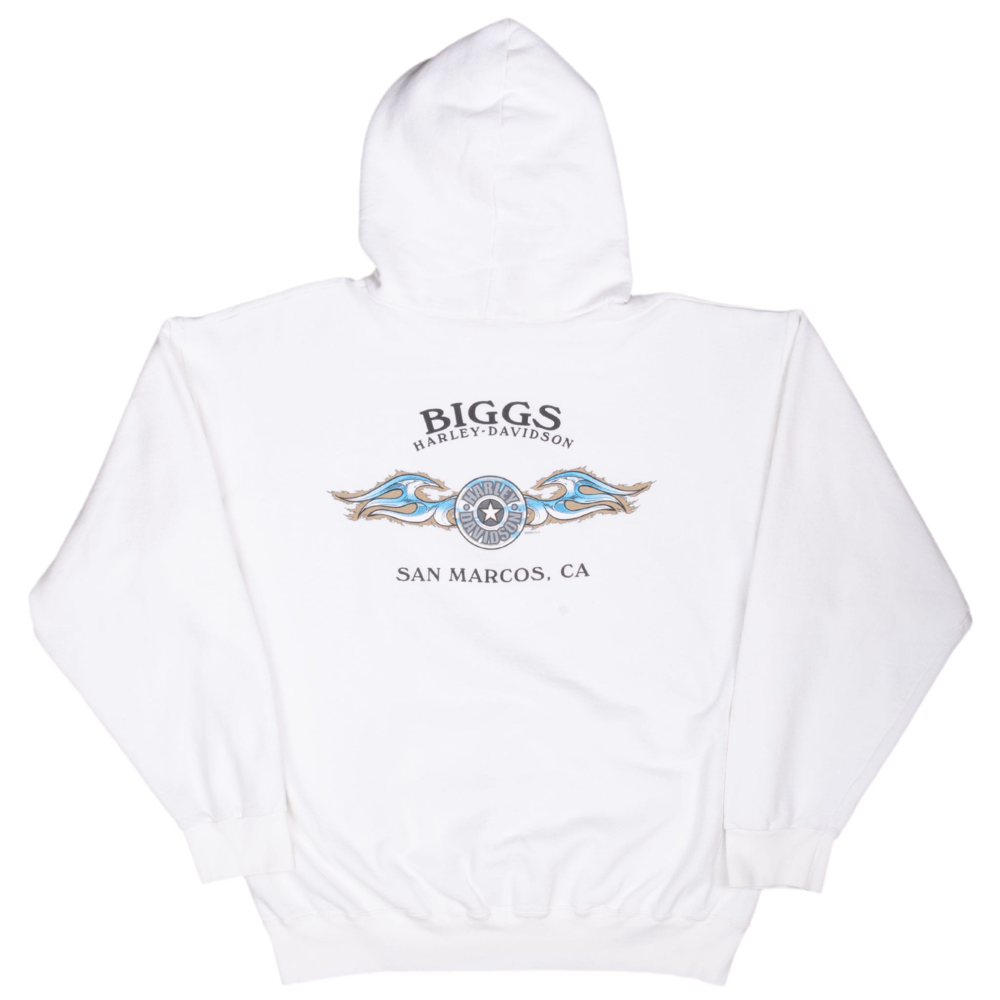 Vintage Harley Davidson San Marcos California White Hoodie Sweatshirt 2005 Size XL Made In USA