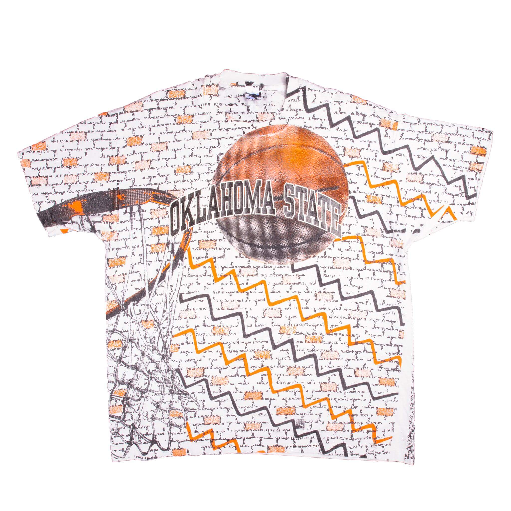 Vintage Oklahoma State Basketball Team Tee Shirt Size XLarge With Single Stitch Sleeves. Made in USA.