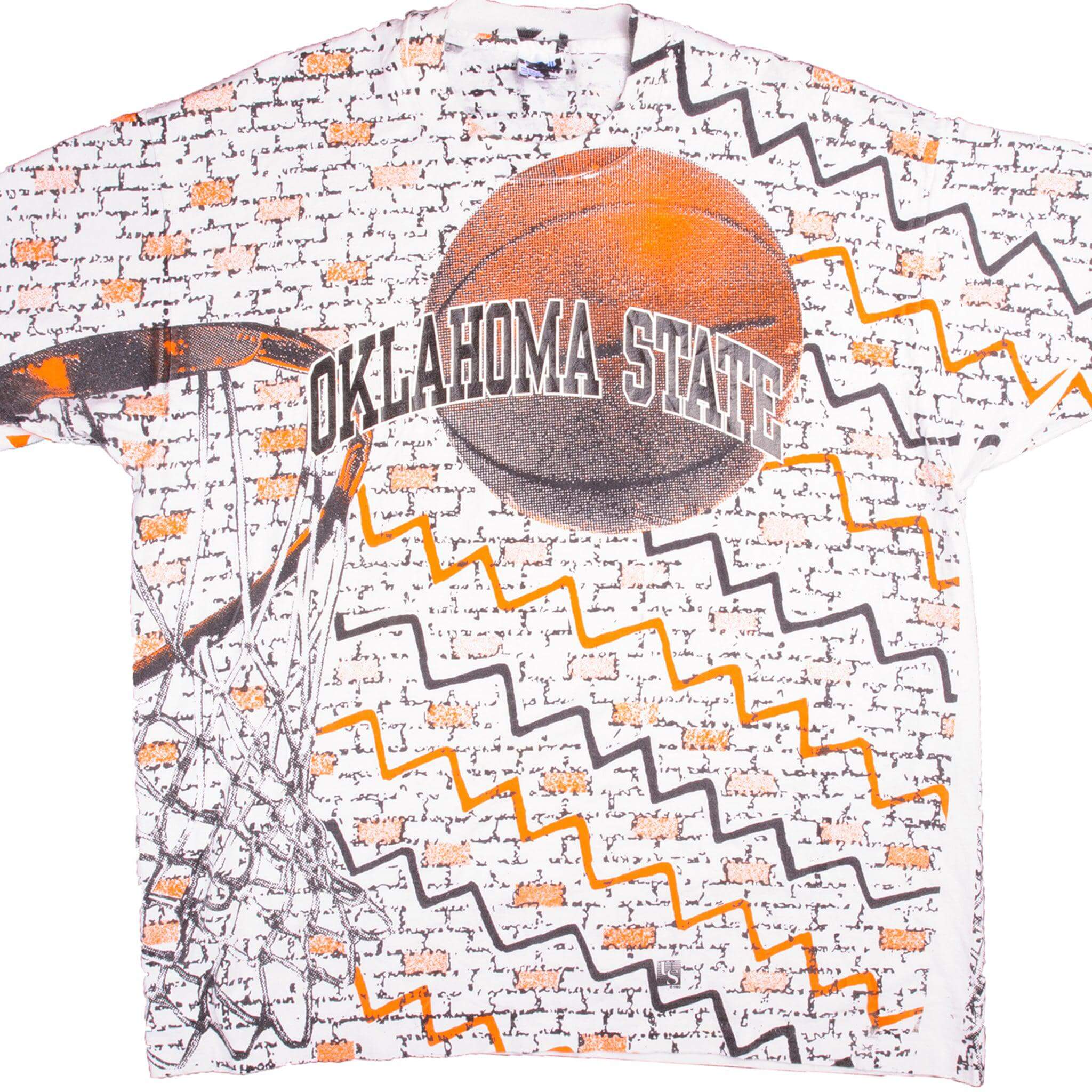 Vintage Oklahoma State Basketball Team Tee Shirt Size XLarge With Single Stitch Sleeves. Made in USA.