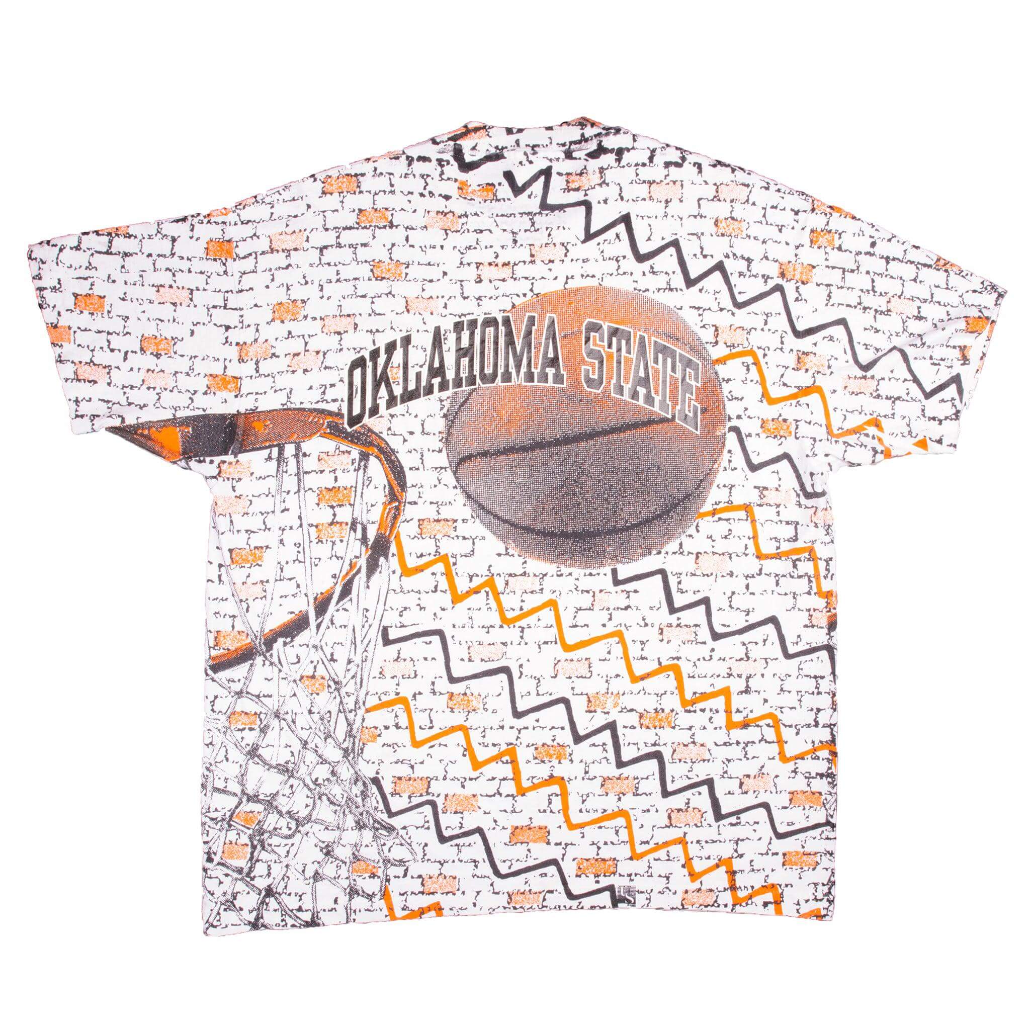 Vintage Oklahoma State Basketball Team Tee Shirt Size XLarge With Single Stitch Sleeves. Made in USA.