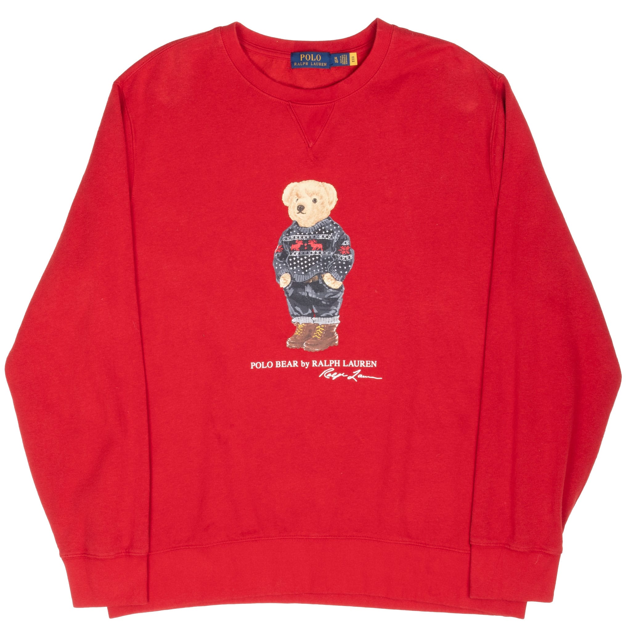 Vintage Ralph Lauren Polo Teddy Bear Red Sweatshirt Size Xl