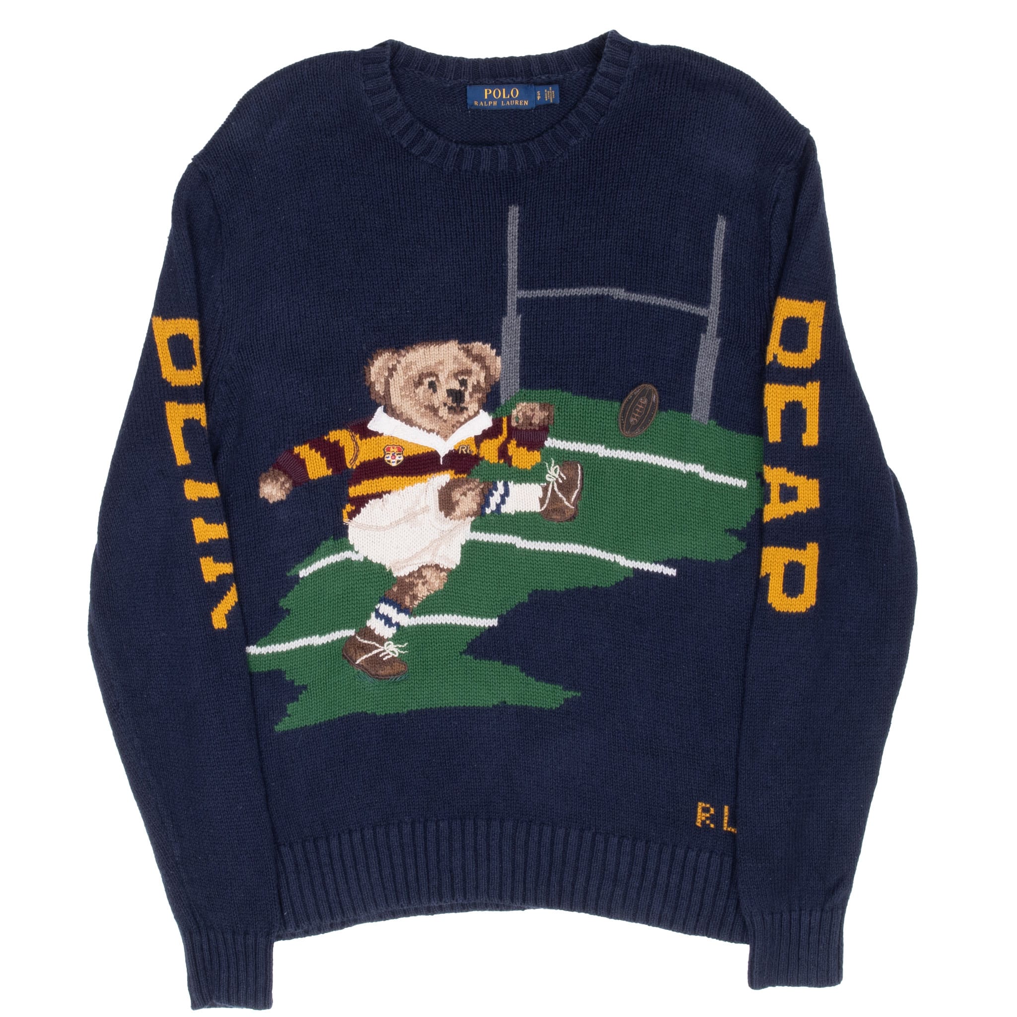 Vintage Ralph Lauren Polo Bear Rugby Knit Sweater Size Medium