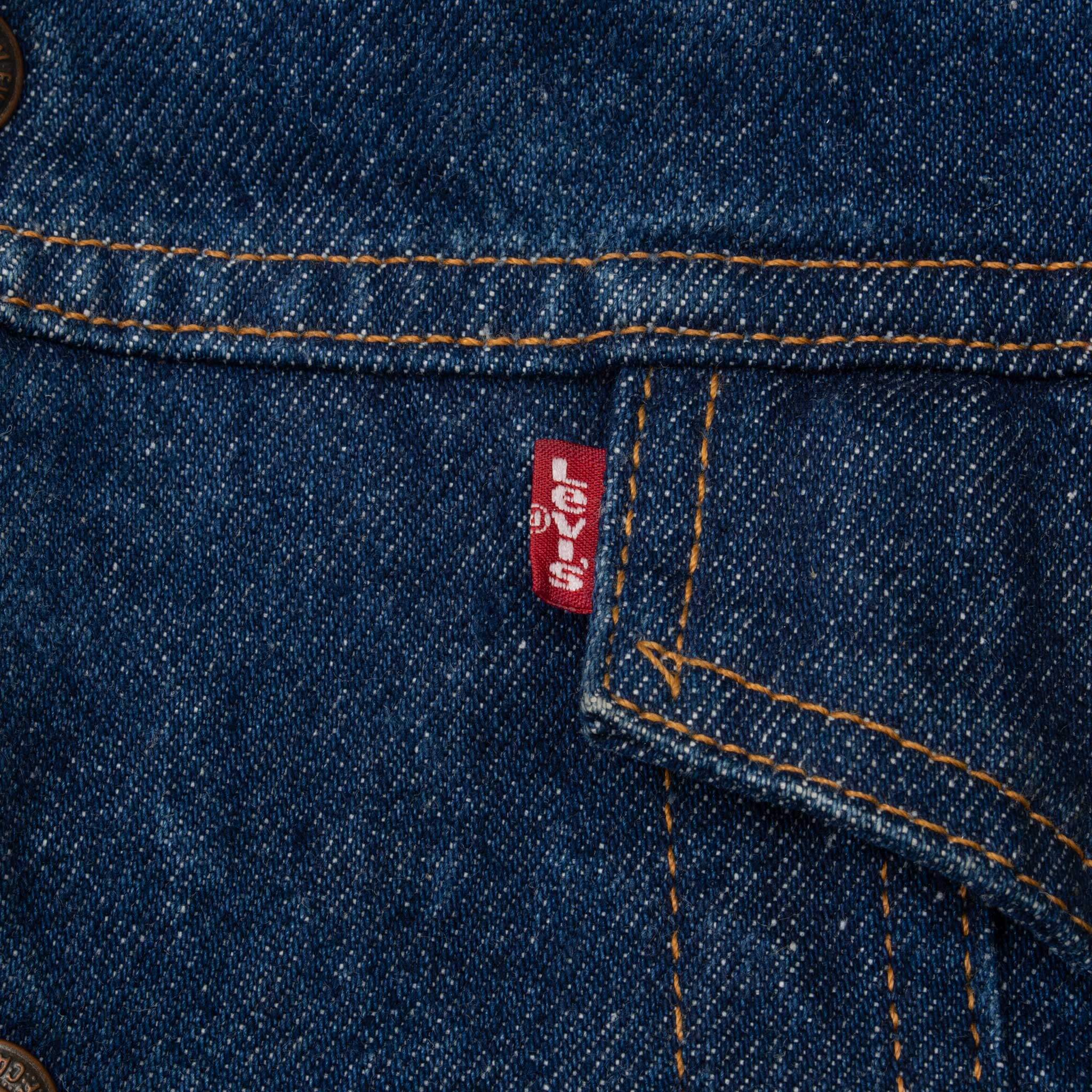 Vintage Levis Sherpa Triumph Patch Trucker Denim Jacket 1990S Size Large