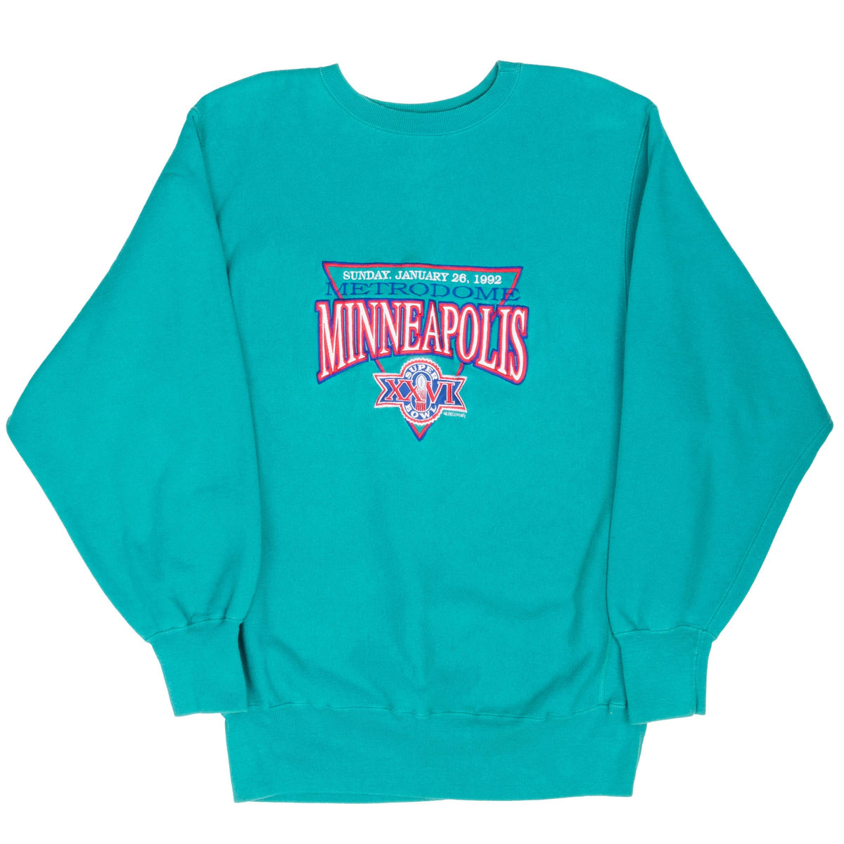 Vintage Nfl Champion Reverse Weave Metrodome Minneapolis Super Bowl XXVI 1992 Sweatshirt Size XL Made In USA