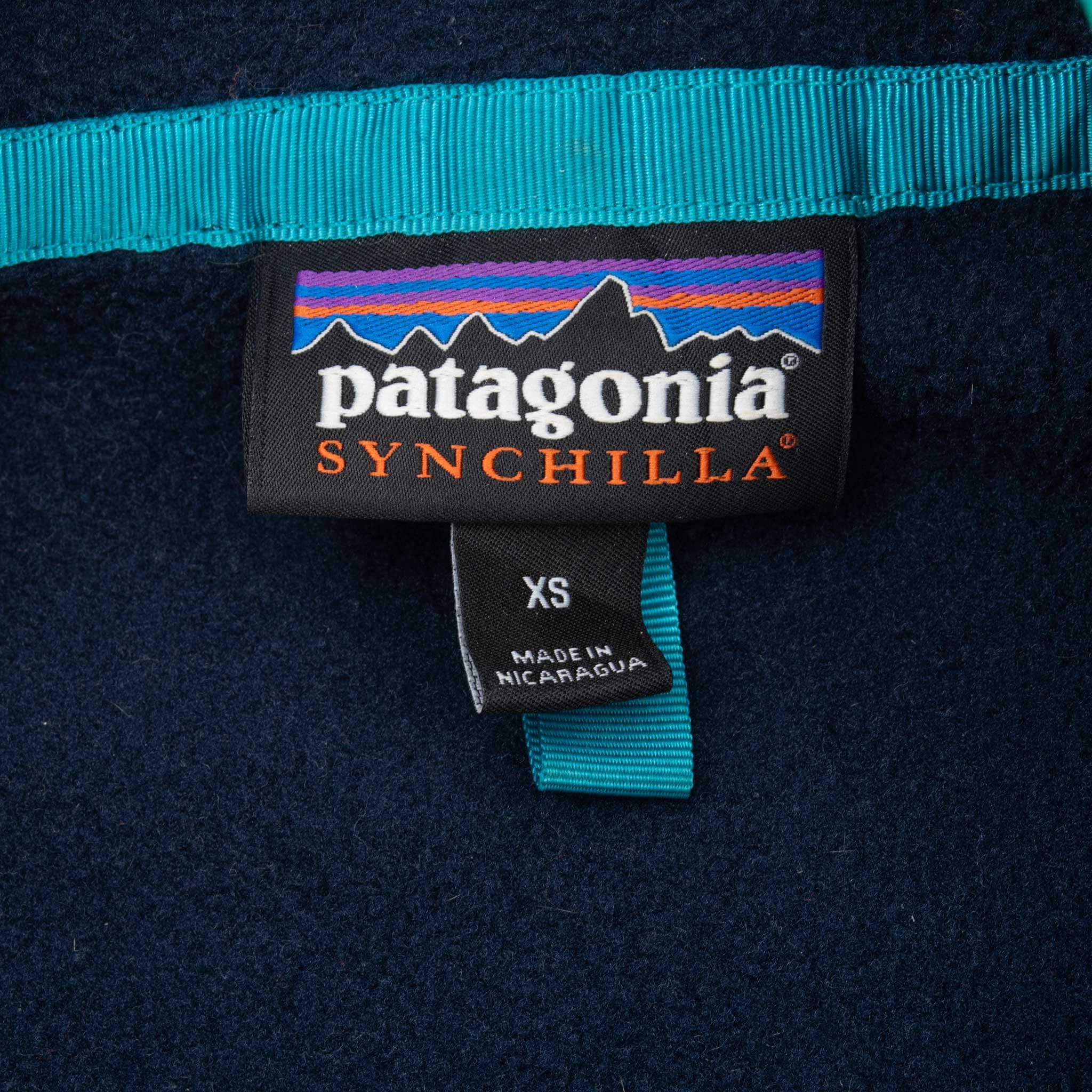 Vintage Patagonia Blue Synchilla Snap T Fleece Pullover Jacket 2000S Size XS