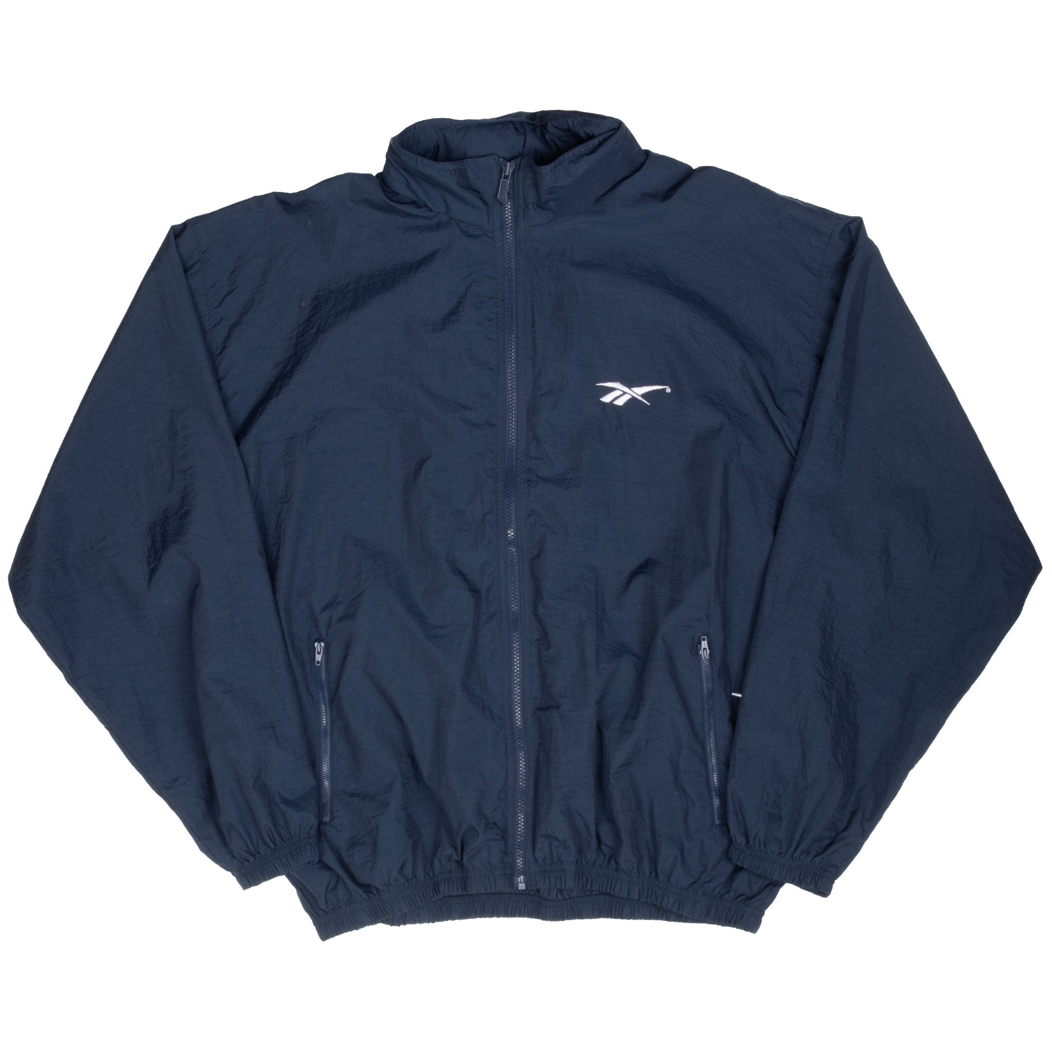 Vintage Reebok Navy Blue Windbreaker Jacket 1990S Size Large