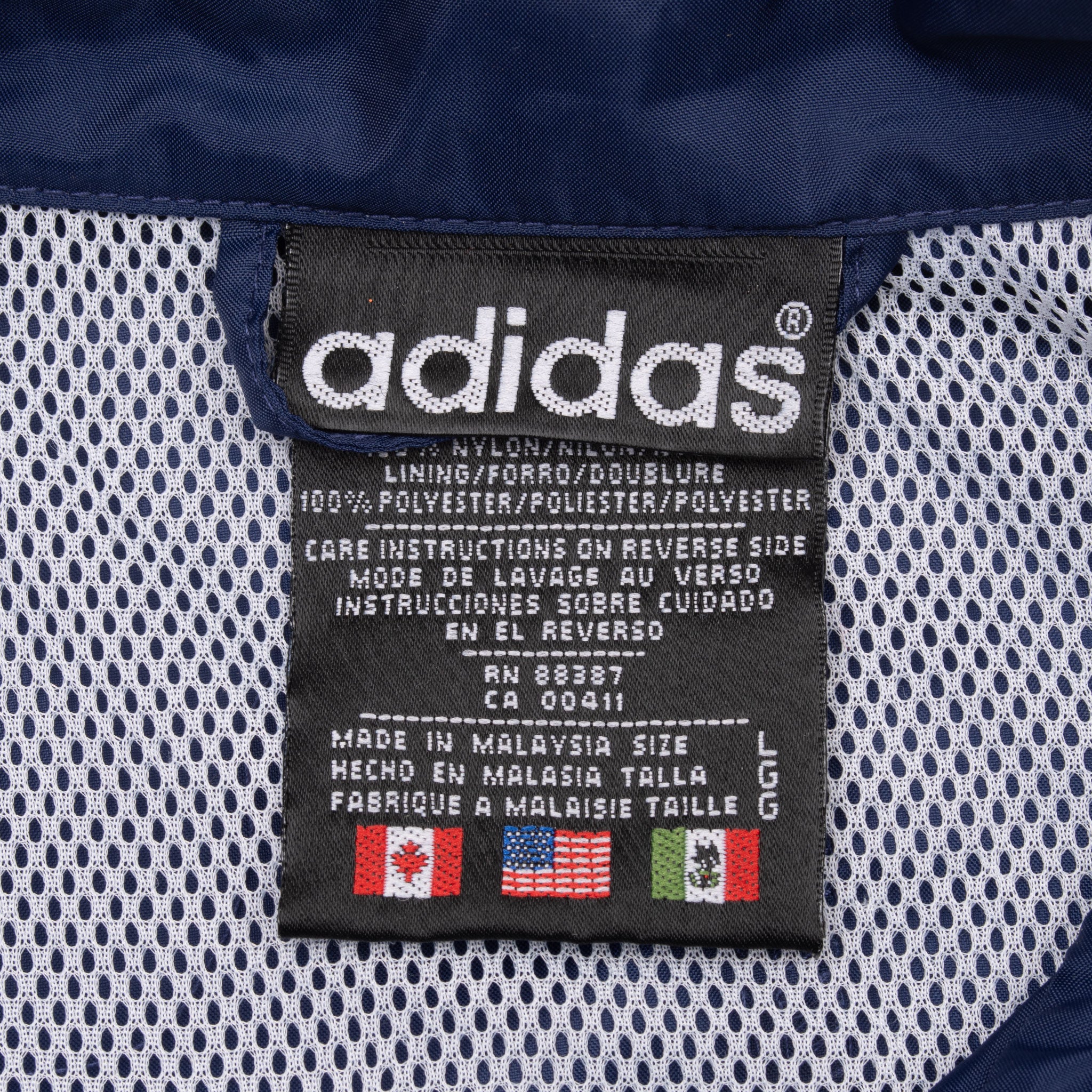 Vintage Adidas Blue Windbreaker Jacket 1990S Size Large