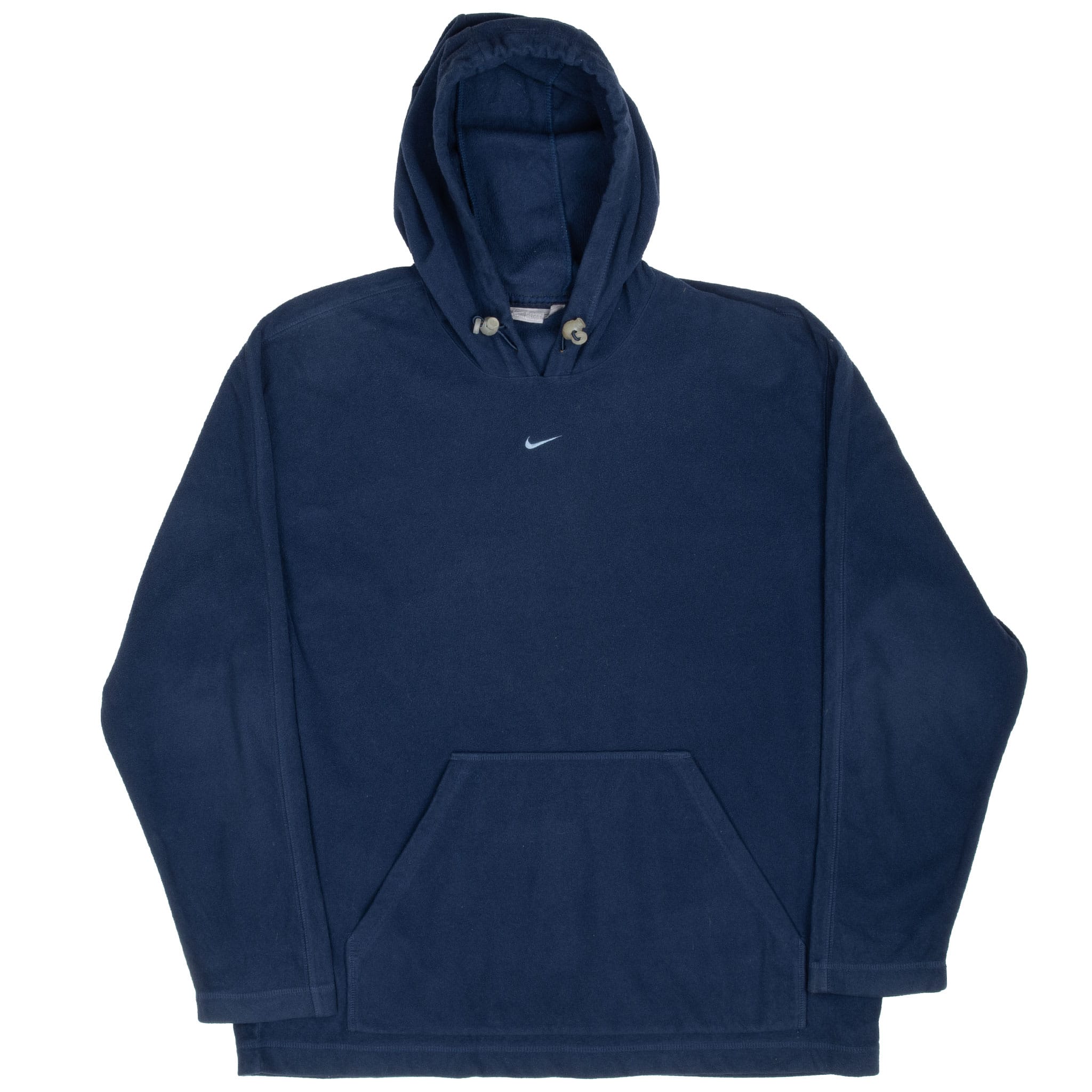 Vintage Nike Center Swoosh Navy Blue Fleece Hoodie Sweatshirt 2000S Size Large