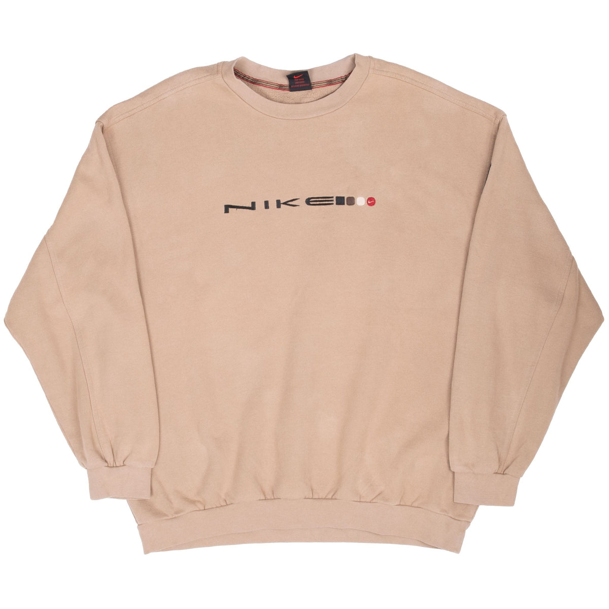 Vintage Nike Spellout Beige Crewneck Sweatshirt 1990S Size XL