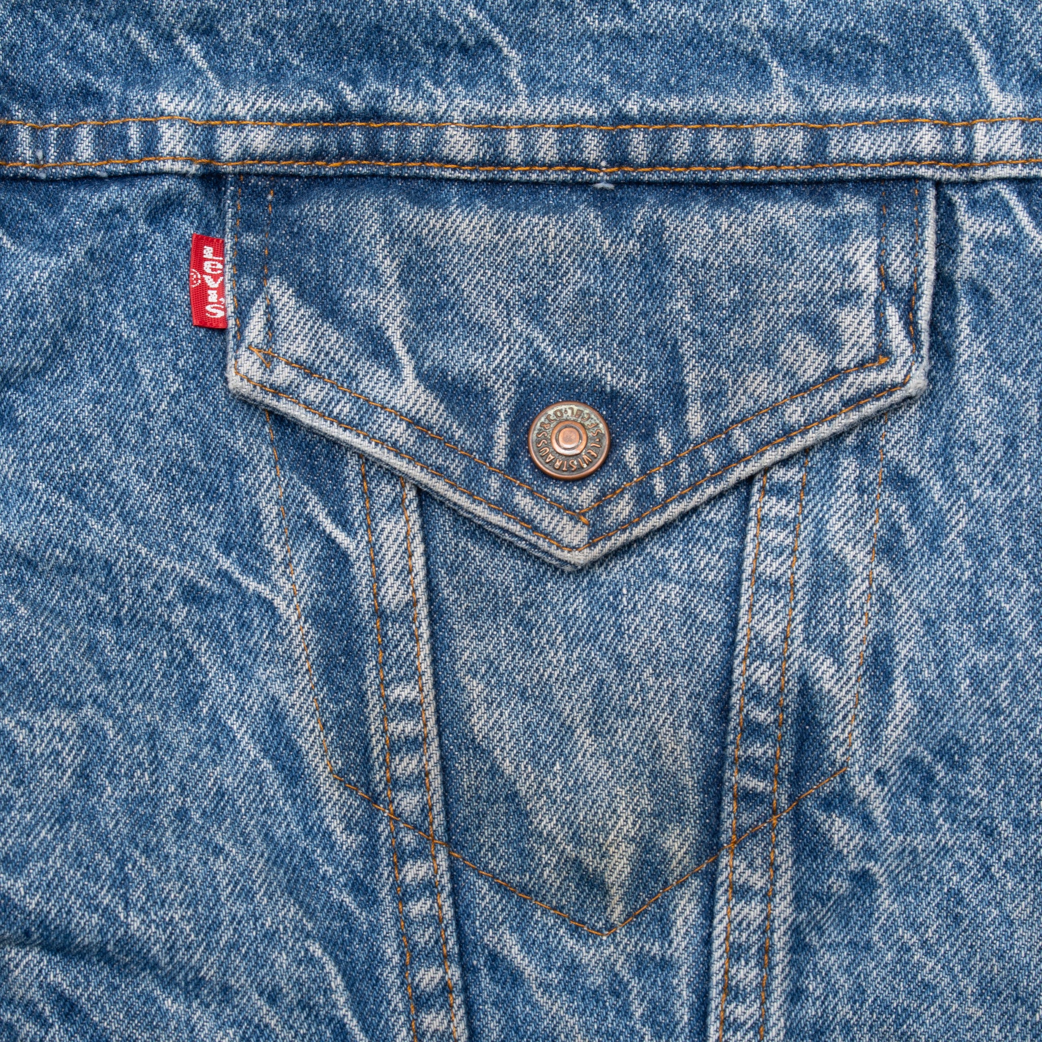 Vintage Levis Sherpa Trucker Denim Jacket 2 Pockets 1970S Size 46 Made In Usa