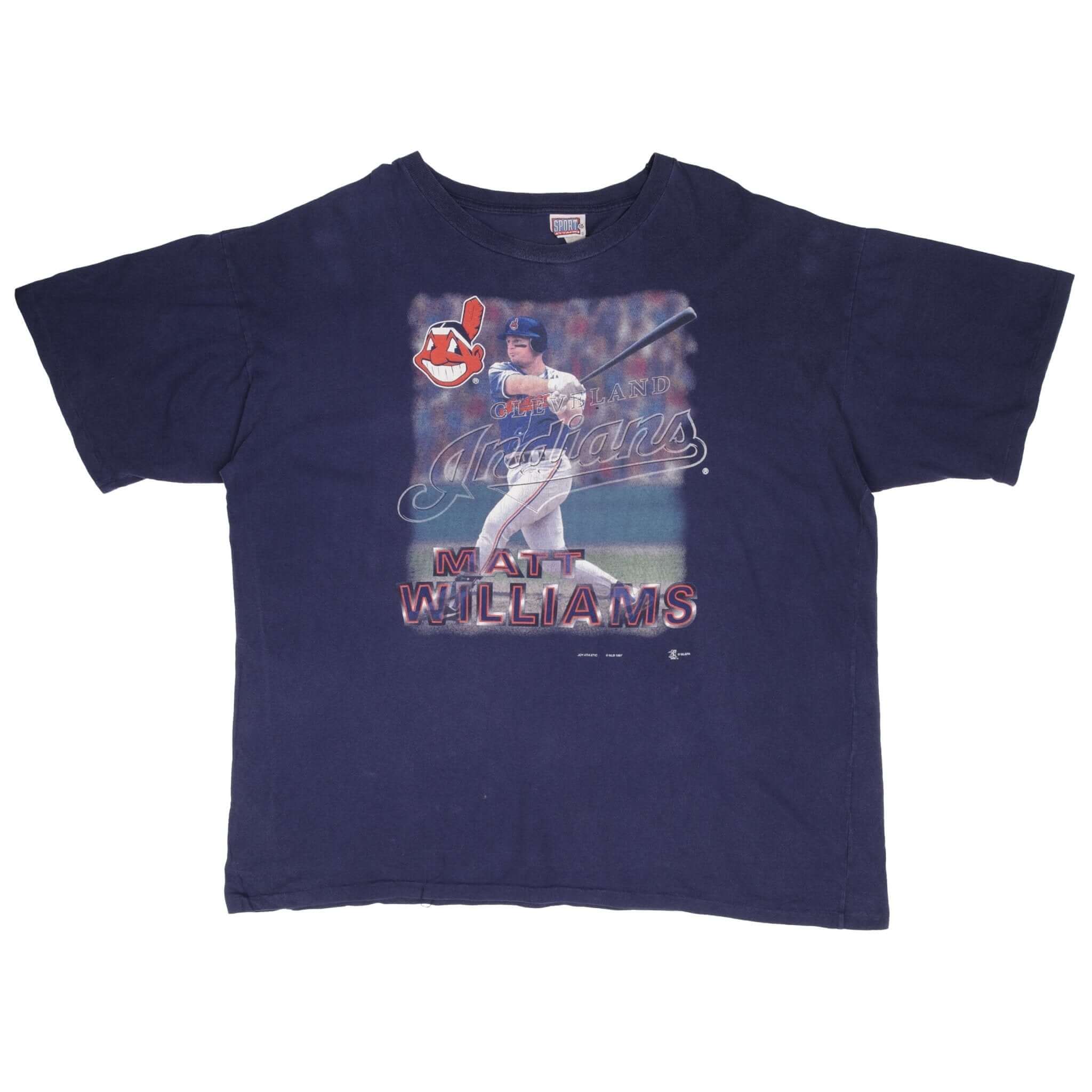 Vintage Mlb Cleveland Indians Matt Williams 1997 Tee Shirt Size 2Xl Made In USA With Single Stitch Sleeves
