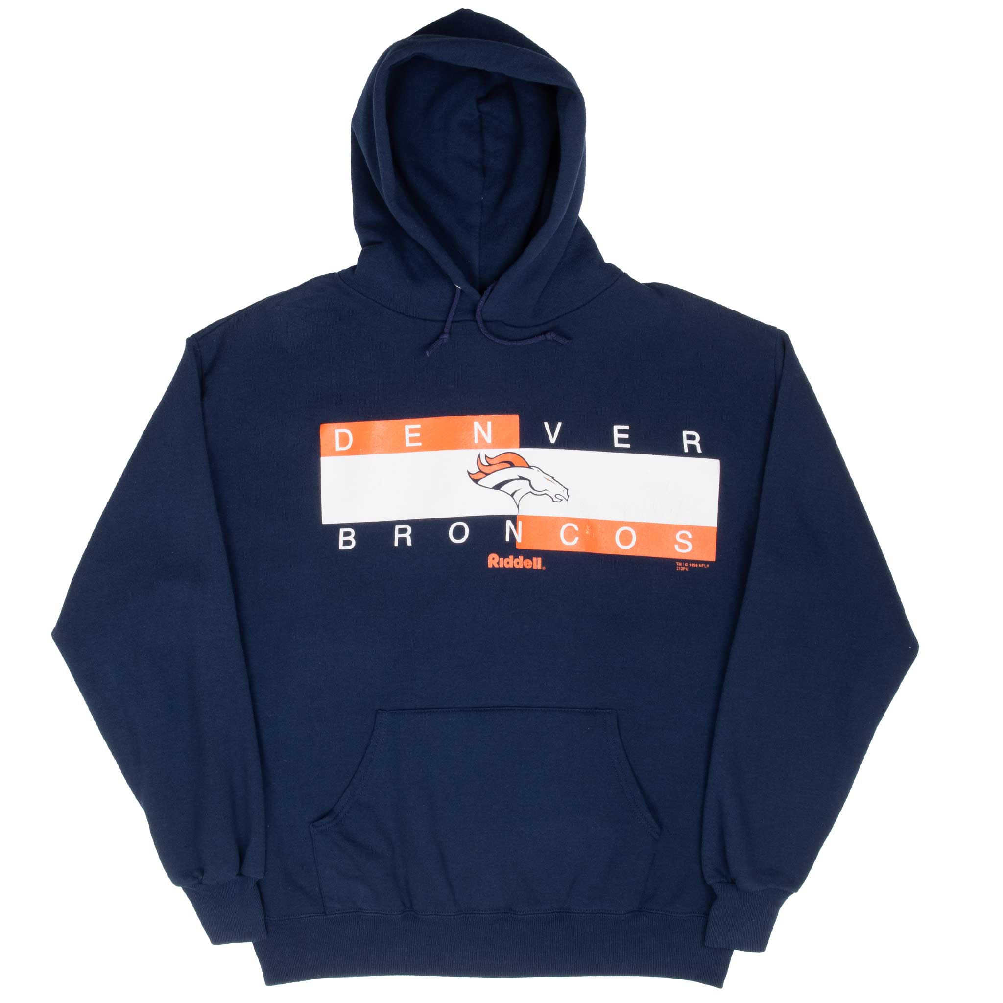 Vintage Nfl Denver Broncos 1998 Hoodie Sweatshirt Size Large Made In Usa