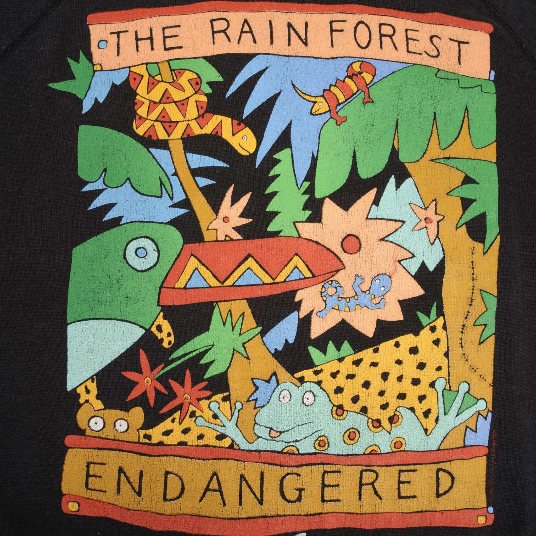 Vintage Green Peace The Rain Forect Endangered 1988 Sweatshirt Large Made In USA