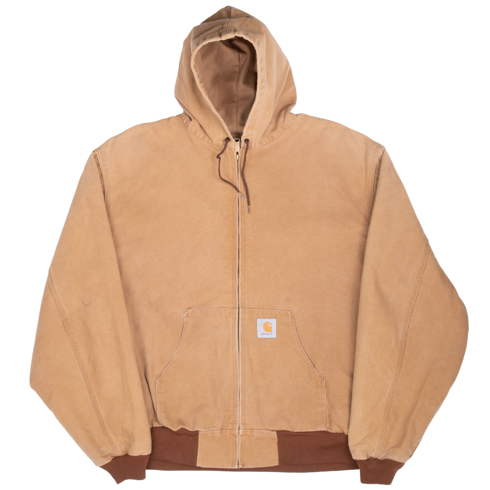 Vintage Carhartt Sandstone Hooded Active Jacket Jr106 Size 3XL Made In Usa