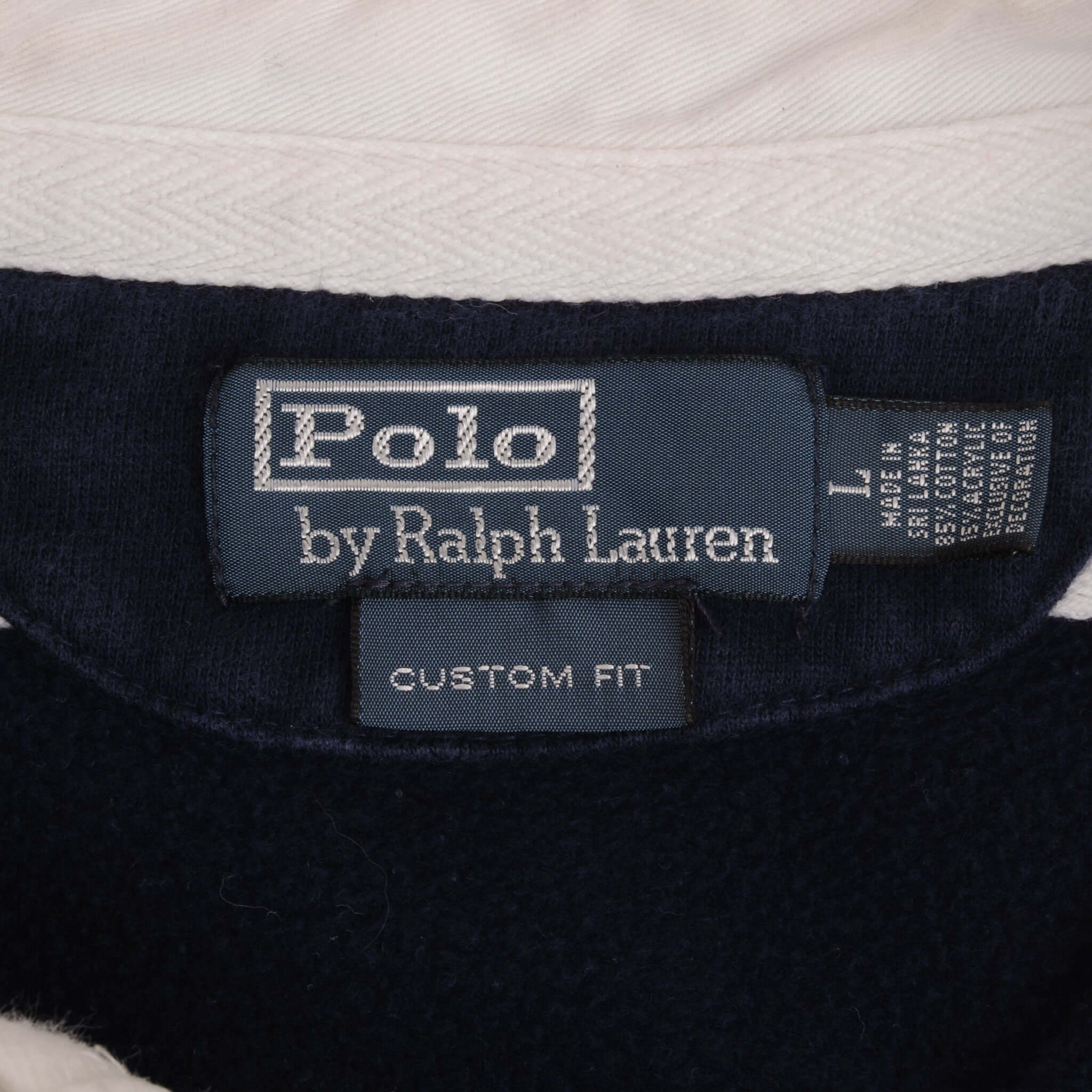 Vintage Ralph Lauren Blue & White Striped Rugby Polo Shirt 1990S Size Large