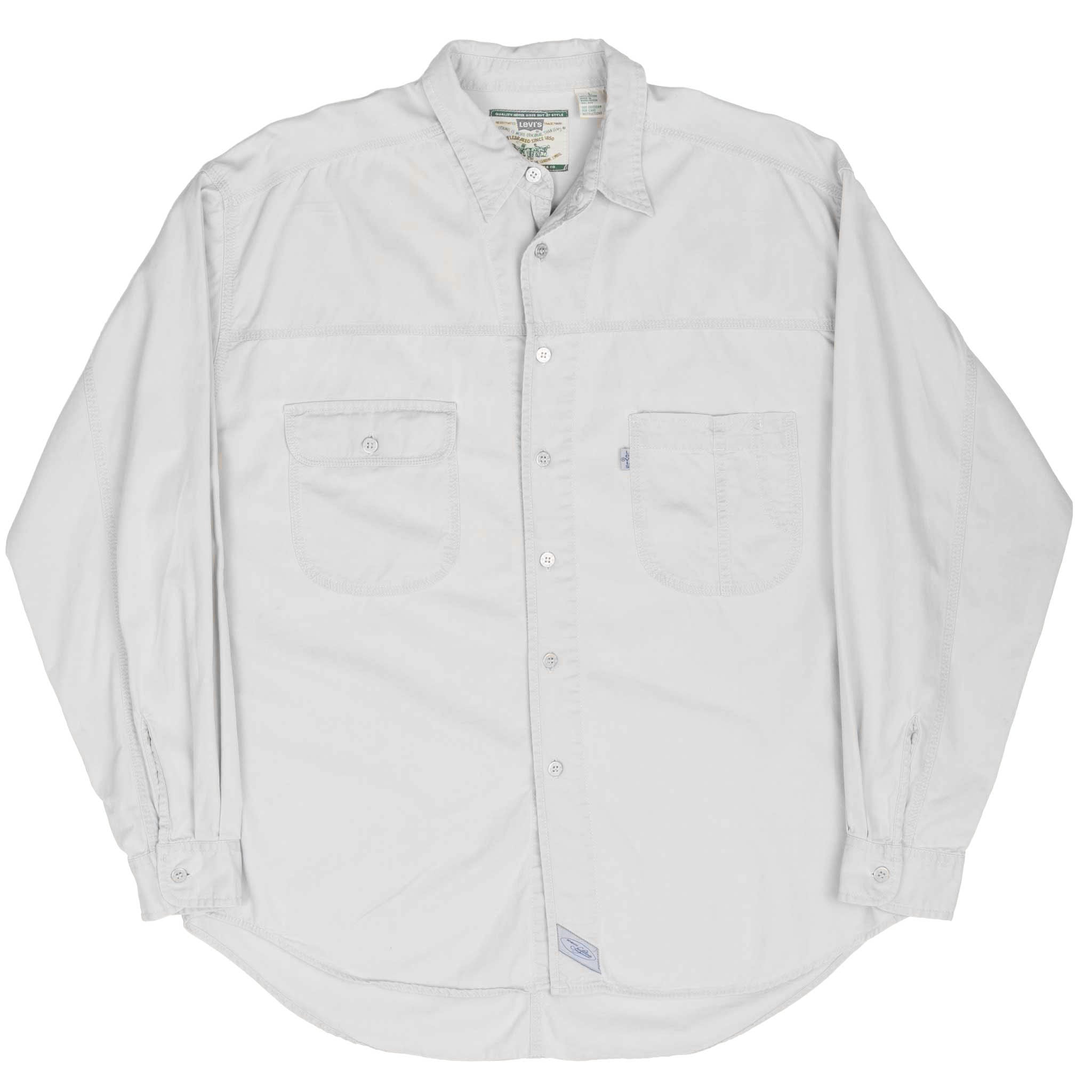 VINTAGE LEVIS POCKET BEIGE DENIM SHIRT 1990S LARGE