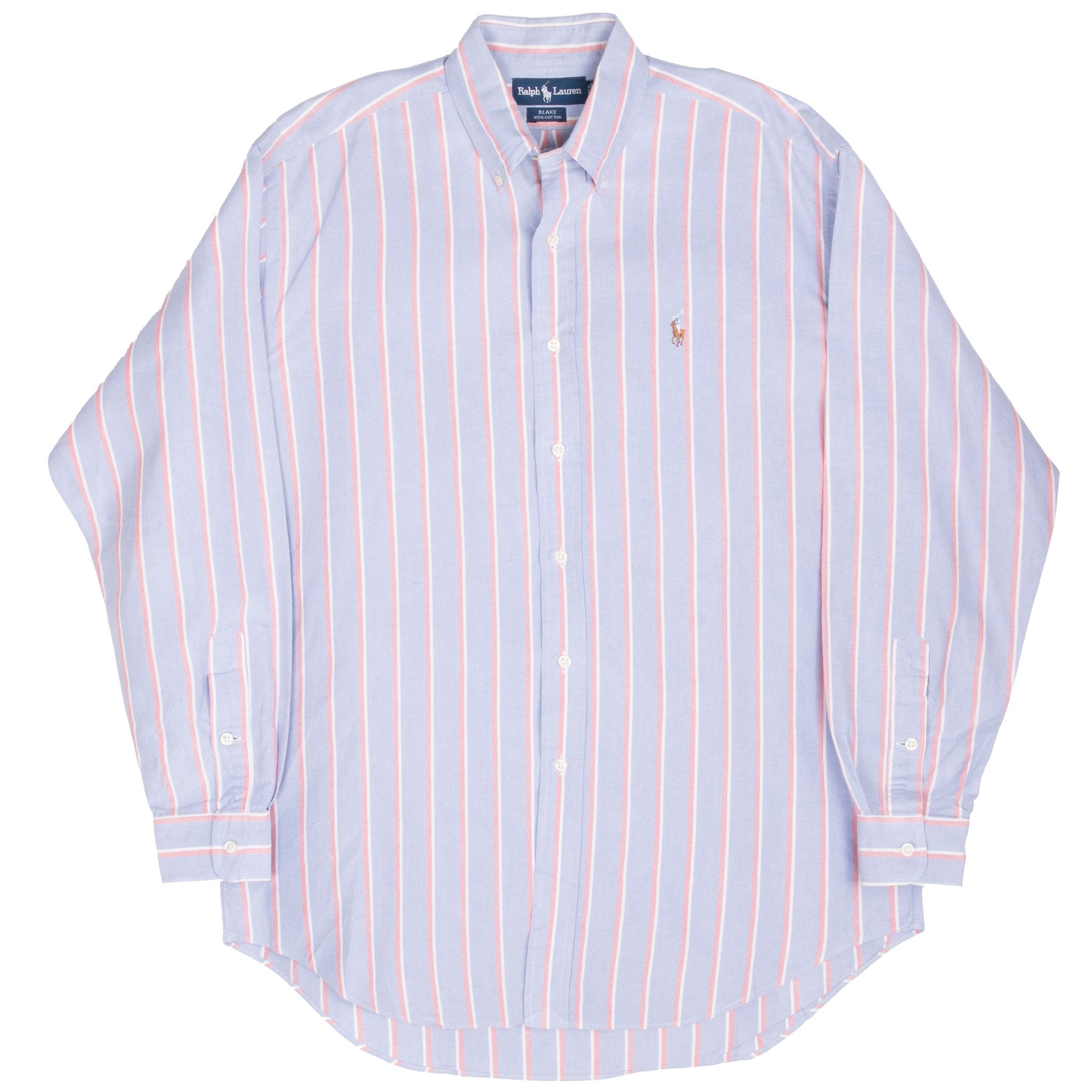 Vintage Ralph Lauren Blue And Red Striped Shirt 1990S Size Medium