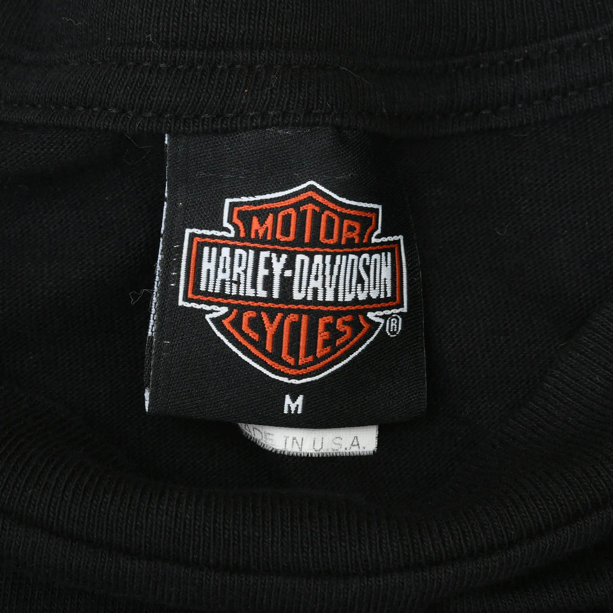 Harley-Davidson Motor Cycles neck tag marked medium on black T-shirt