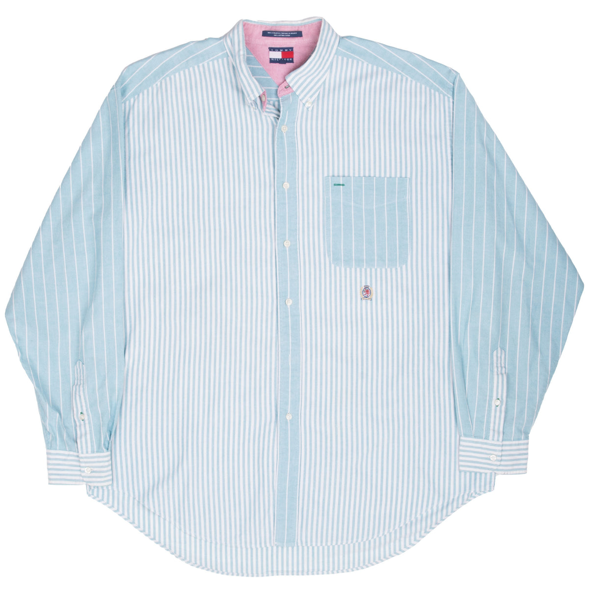 Vintage Tommy Hilfiger Striped Green White Shirt 1990S Size Large