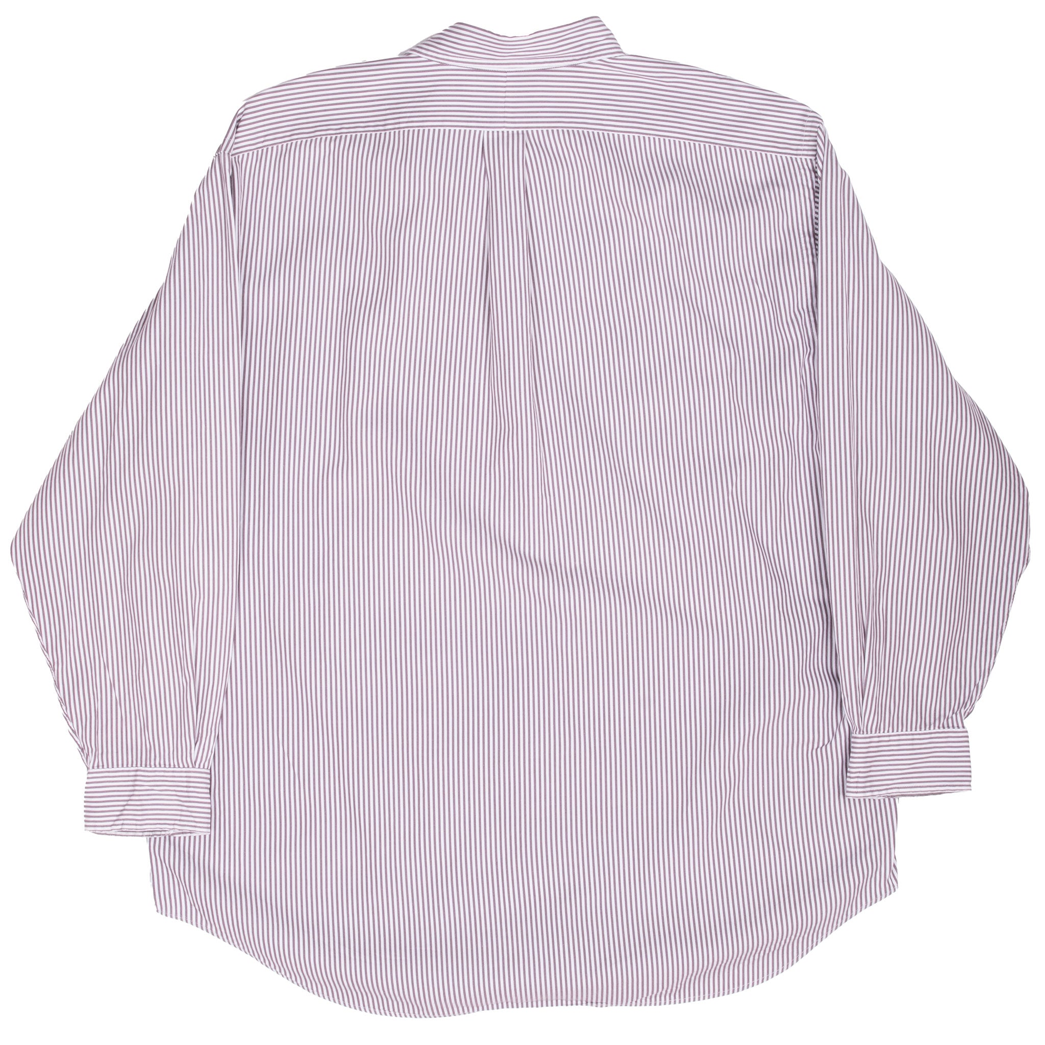 Vintage Ralph Lauren Classic Brown & White Striped Shirt 1990S Size 17 1/2 X 34