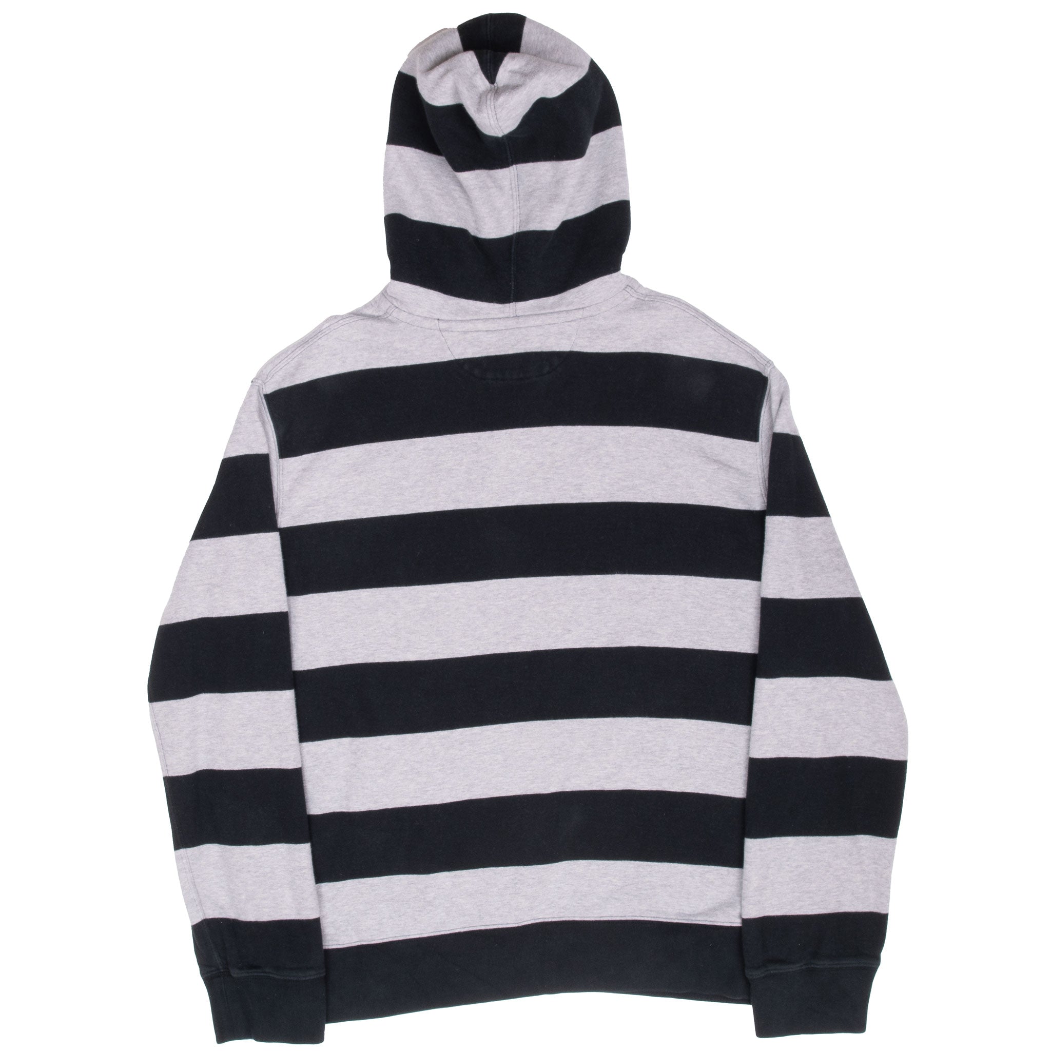 Vintage Polo Ralph Lauren Grey Black Striped Rugby Hoodie Sweatshirt 1990S Size XL