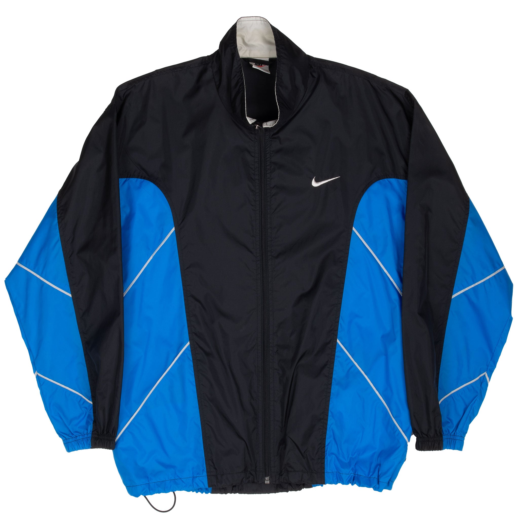 Vintage Nike Blue Black Big Swoosh Windbreaker Jacket 1990S Size Medium