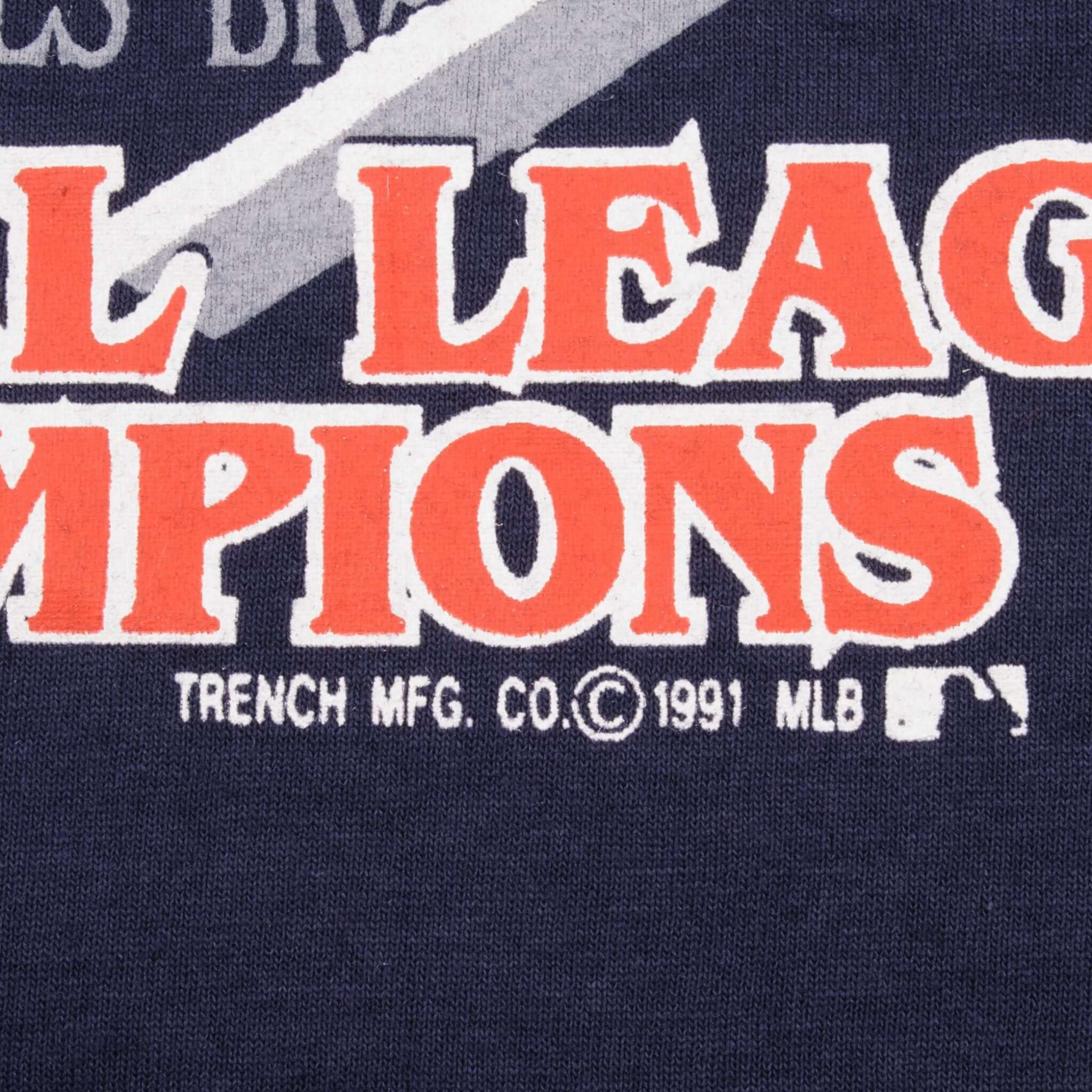 Vintage MLB Atlanta Braves 1991 Tee Shirt Size Medium With Single Stitch Sleeves