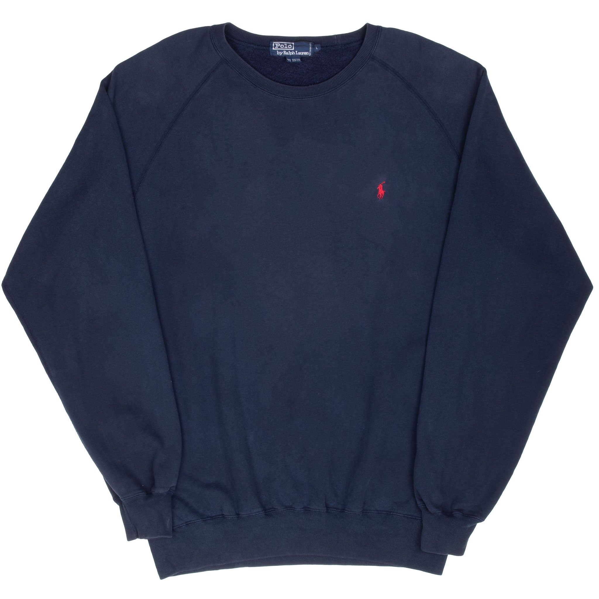 Vintage Ralph Lauren 1990S Classic Navy Blue Crewneck Sweatshirt Size Large