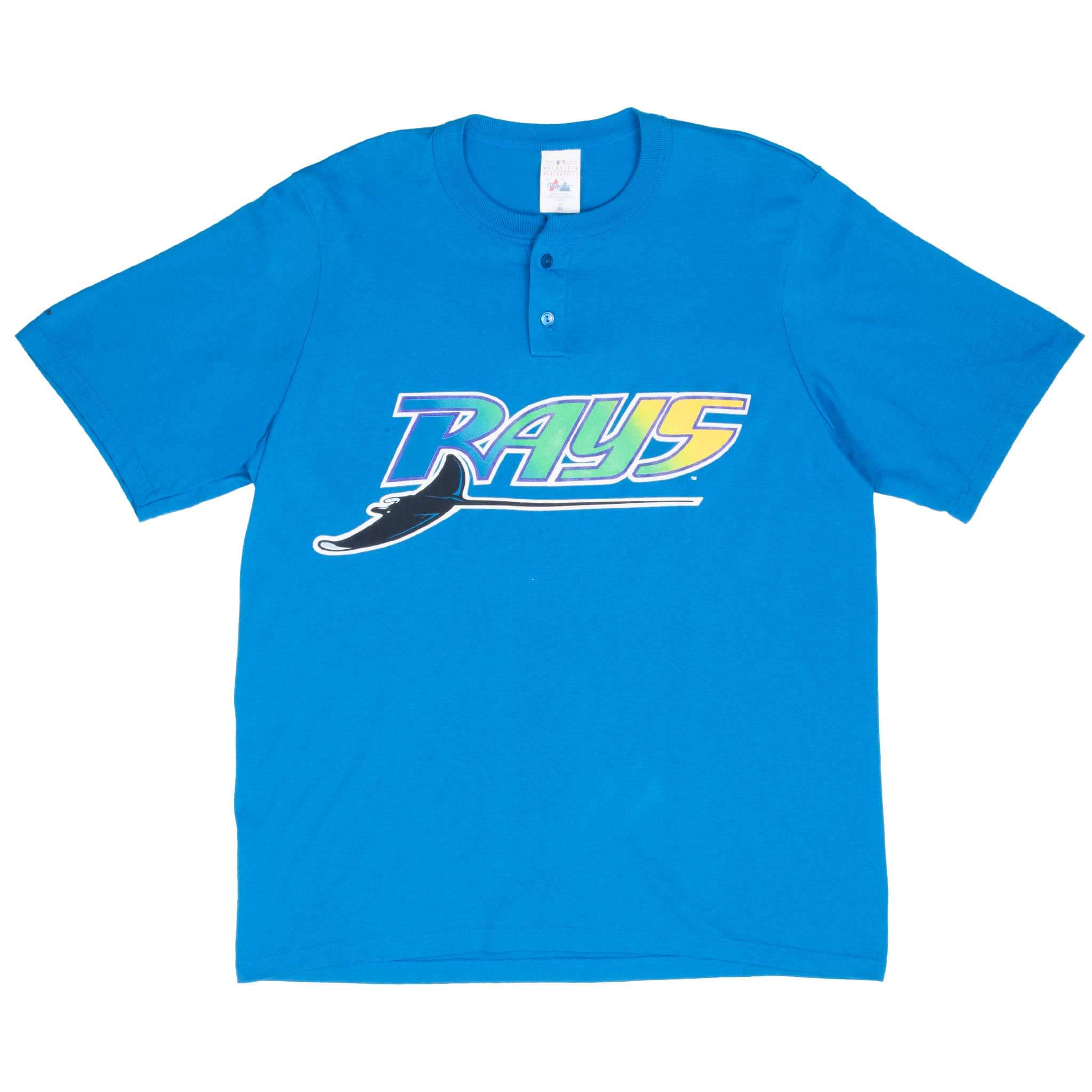 Vintage Mlb Tampa Bay Rays Henley Tee Shirt 1990S Size XL Made In Usa