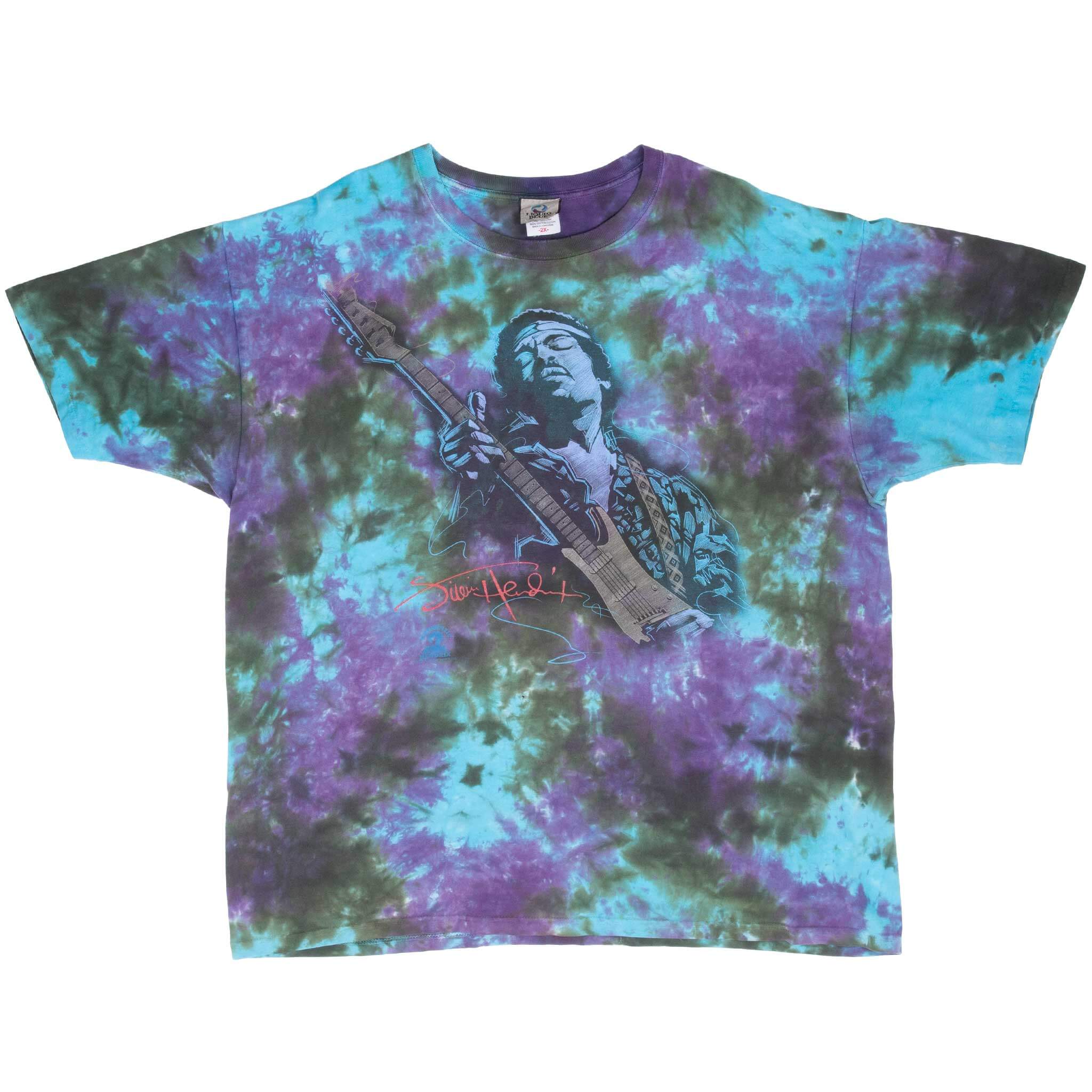 Vintage Jimi Hendrix 2009 Liquid Blue Tie Dye Tee Shirt Size 2XL