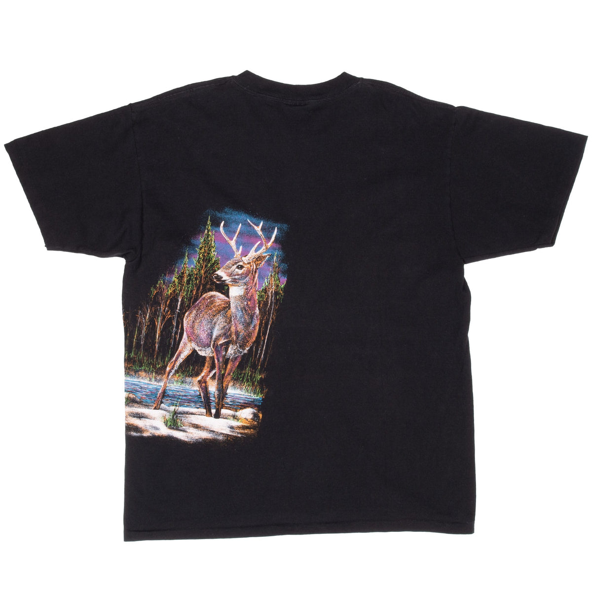 Vintage Dear Animal Print Tee Shirt 1990S Size Large Made In Usa With Single Stitch Sleeves