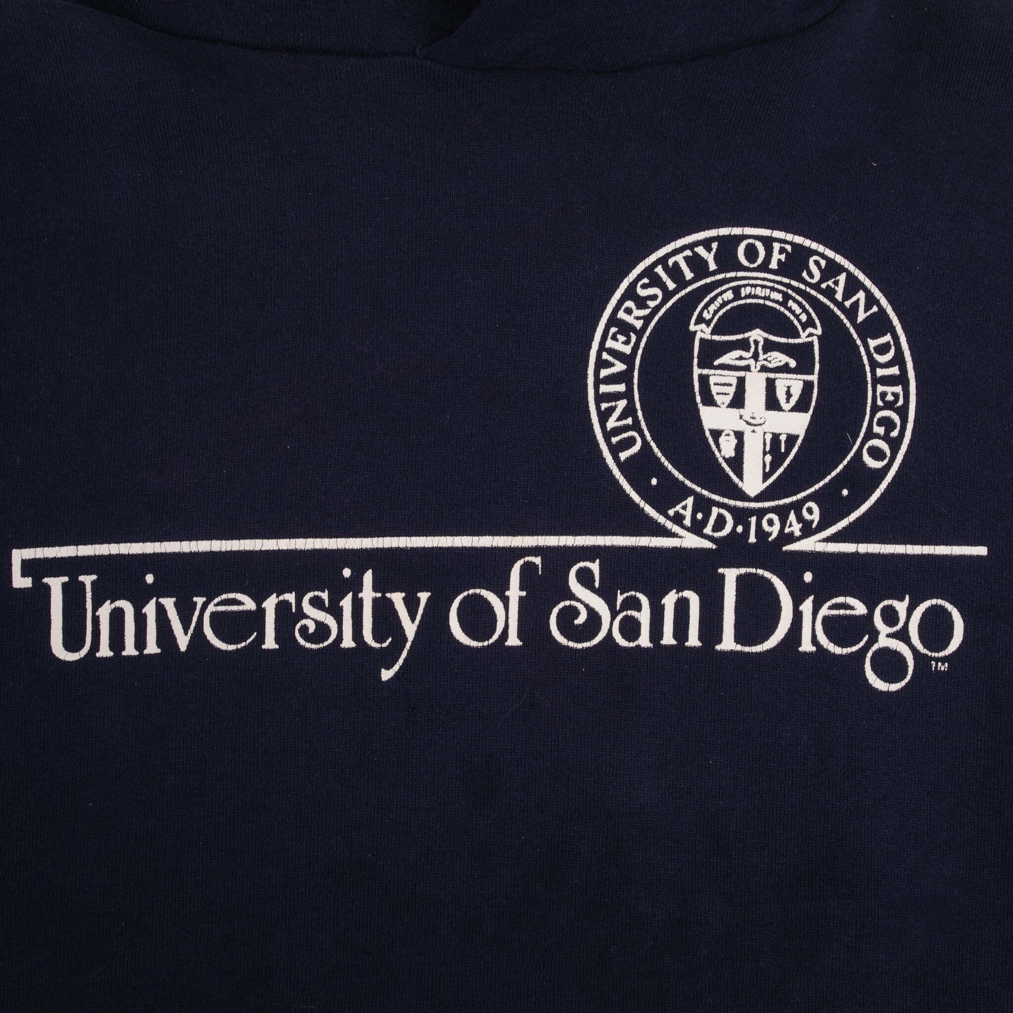 Vintage University Of San Diego Russell Hoodie Sweatshirt 1990S Large Made In USA