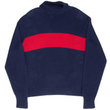 Vintage Ralph Lauren Blue & Red Turtle Neck Knit Sweater Xl 1990S
